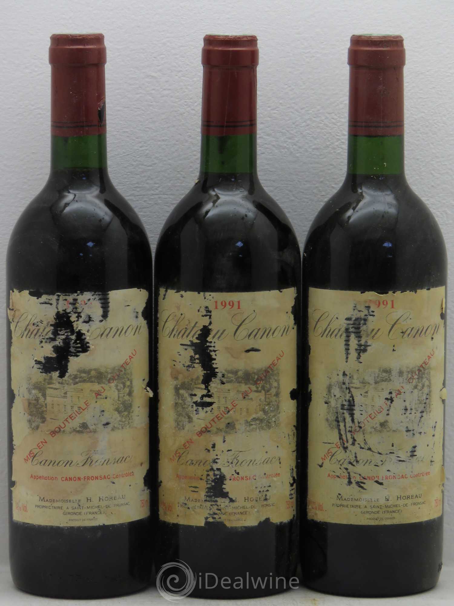 Canon-Fronsac Chateau Canon 1991 - Posten von 3 Flaschen - 0