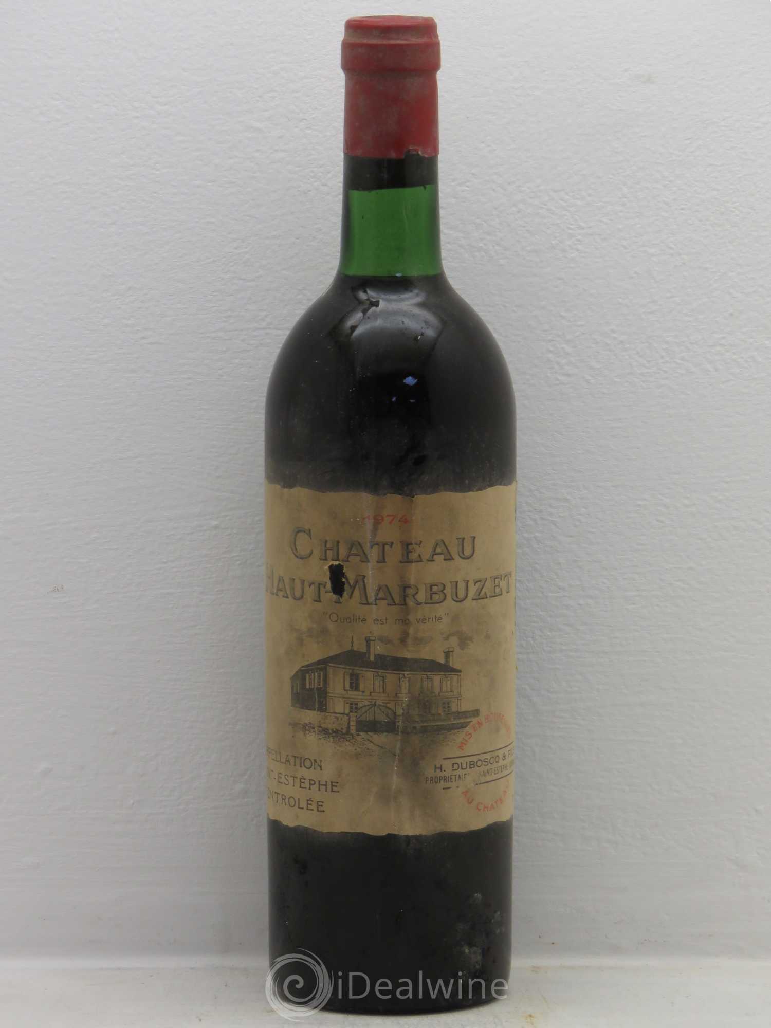 Château Haut Marbuzet 1974 - Lot de 1 bouteille - 0