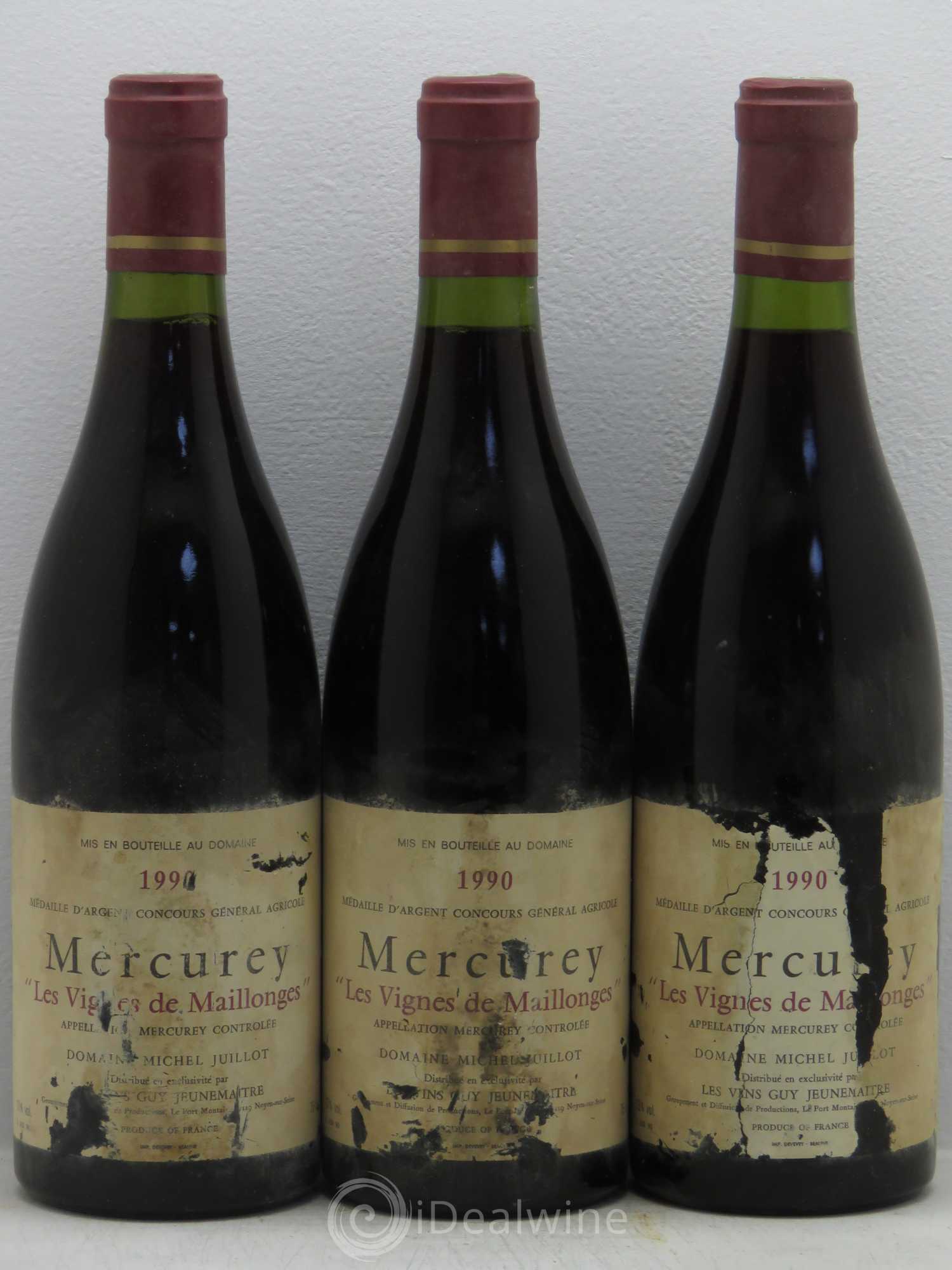 Mercurey Domaine Juillot Les vignes de Maillanges 1990 - Posten von 3 Flaschen - 0