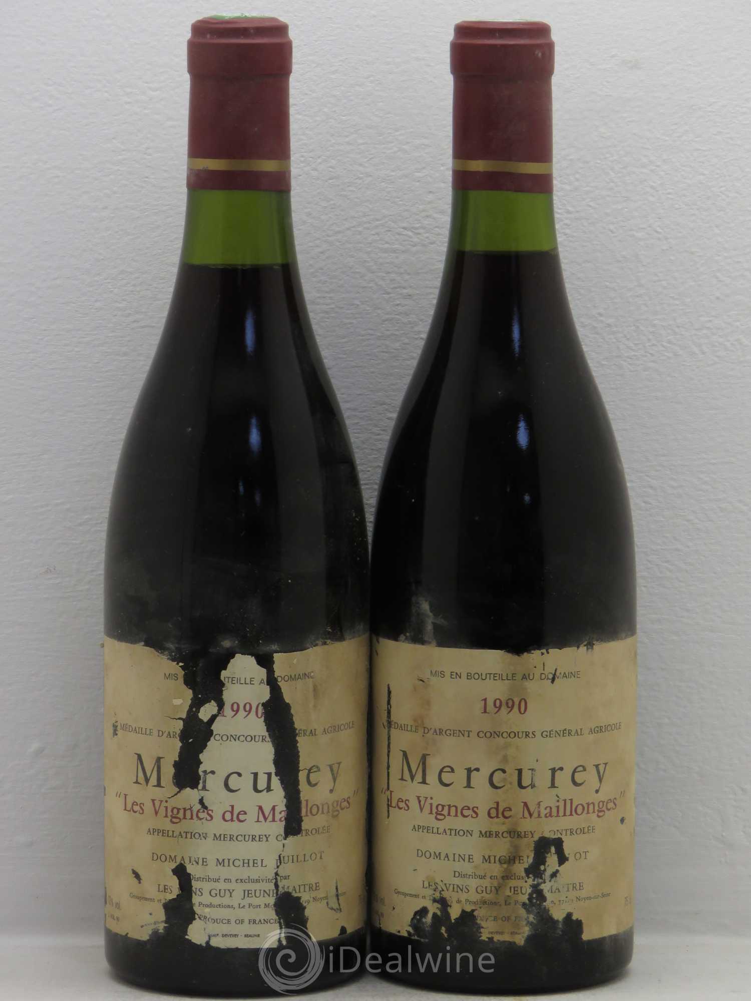 Mercurey Domaine Juillot Les vignes de Maillanges 1990 - Posten von 2 Flaschen - 0