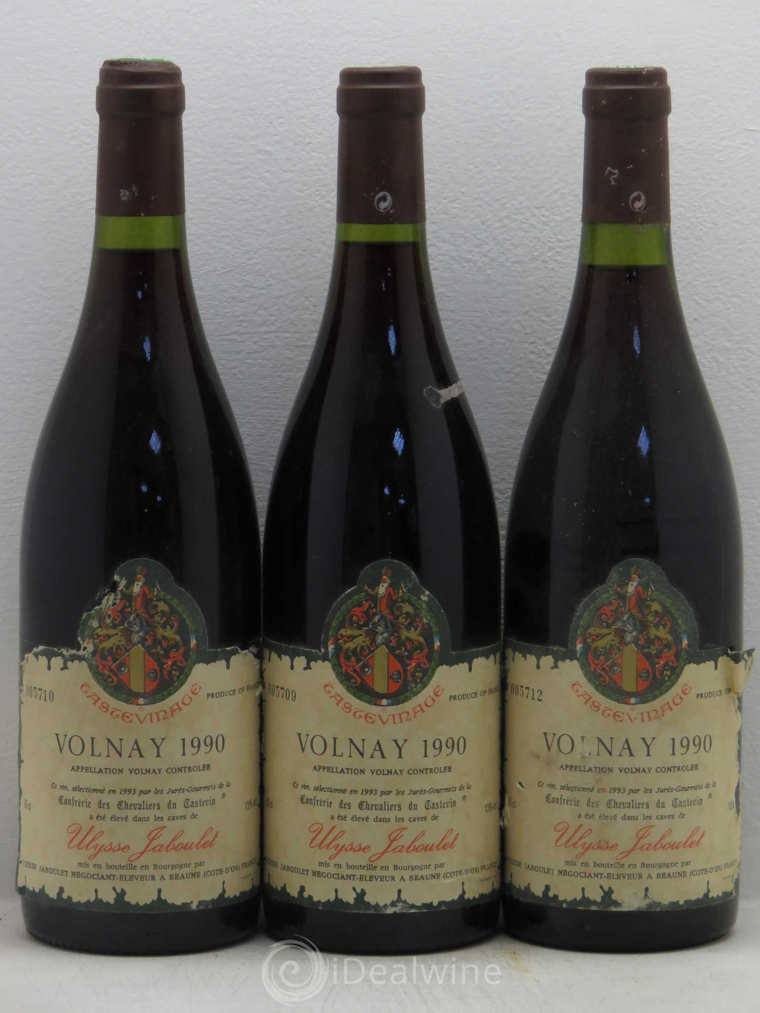Volnay Ulysse Jaboulet Tastevinage 1990 - Posten von 3 Flaschen - 0