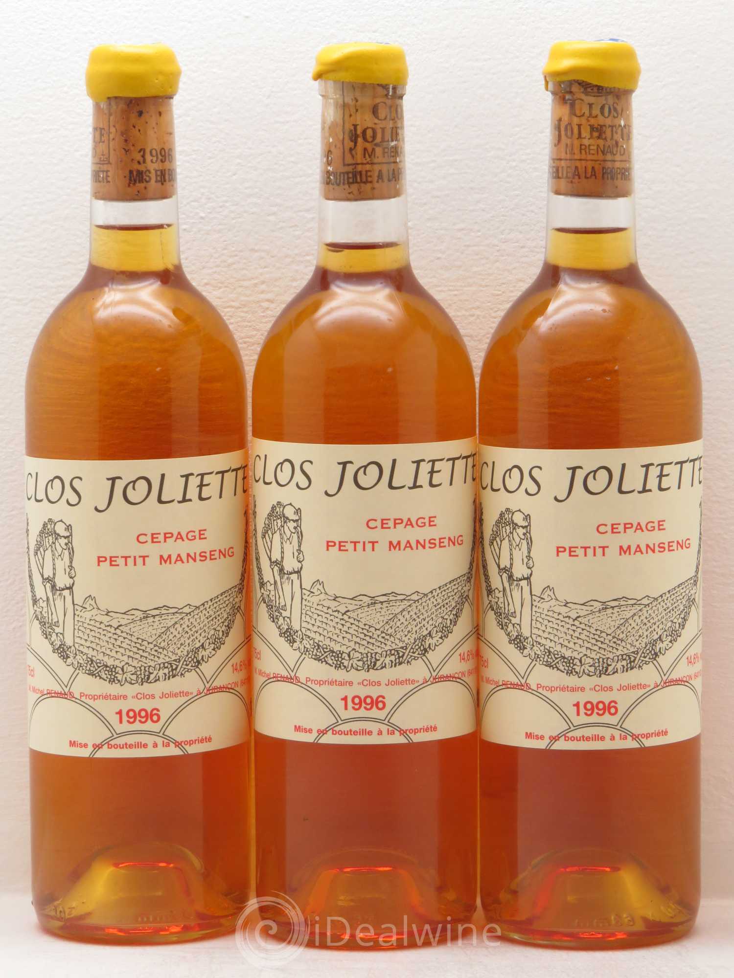 Vin de France Petit Manseng Clos de la Joliette demi-sec 1996 - Posten von 3 Flaschen - 0
