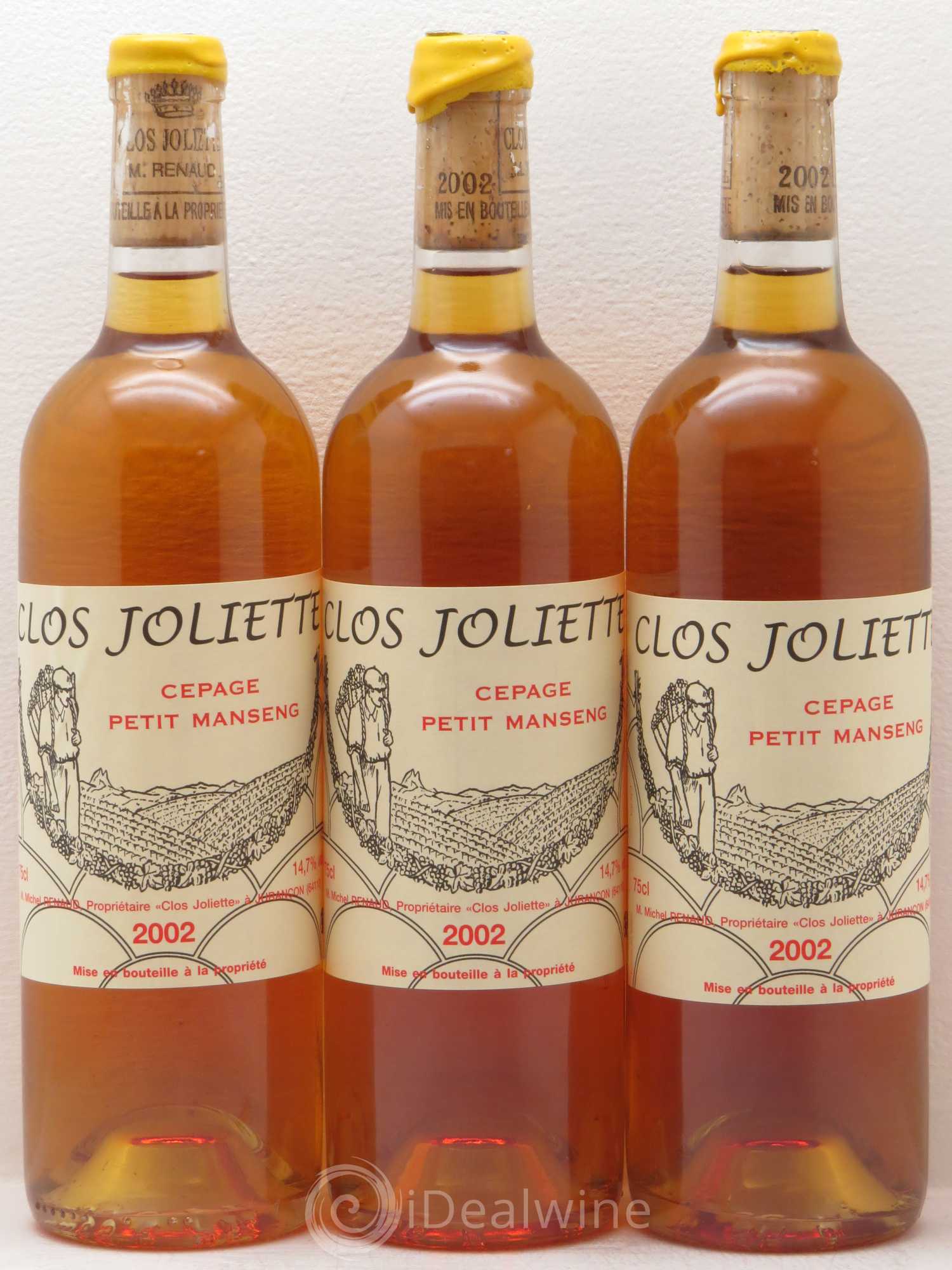 Vin de France Petit Manseng Clos de la Joliette Demi sec 2002 - Posten von 3 Flaschen - 0