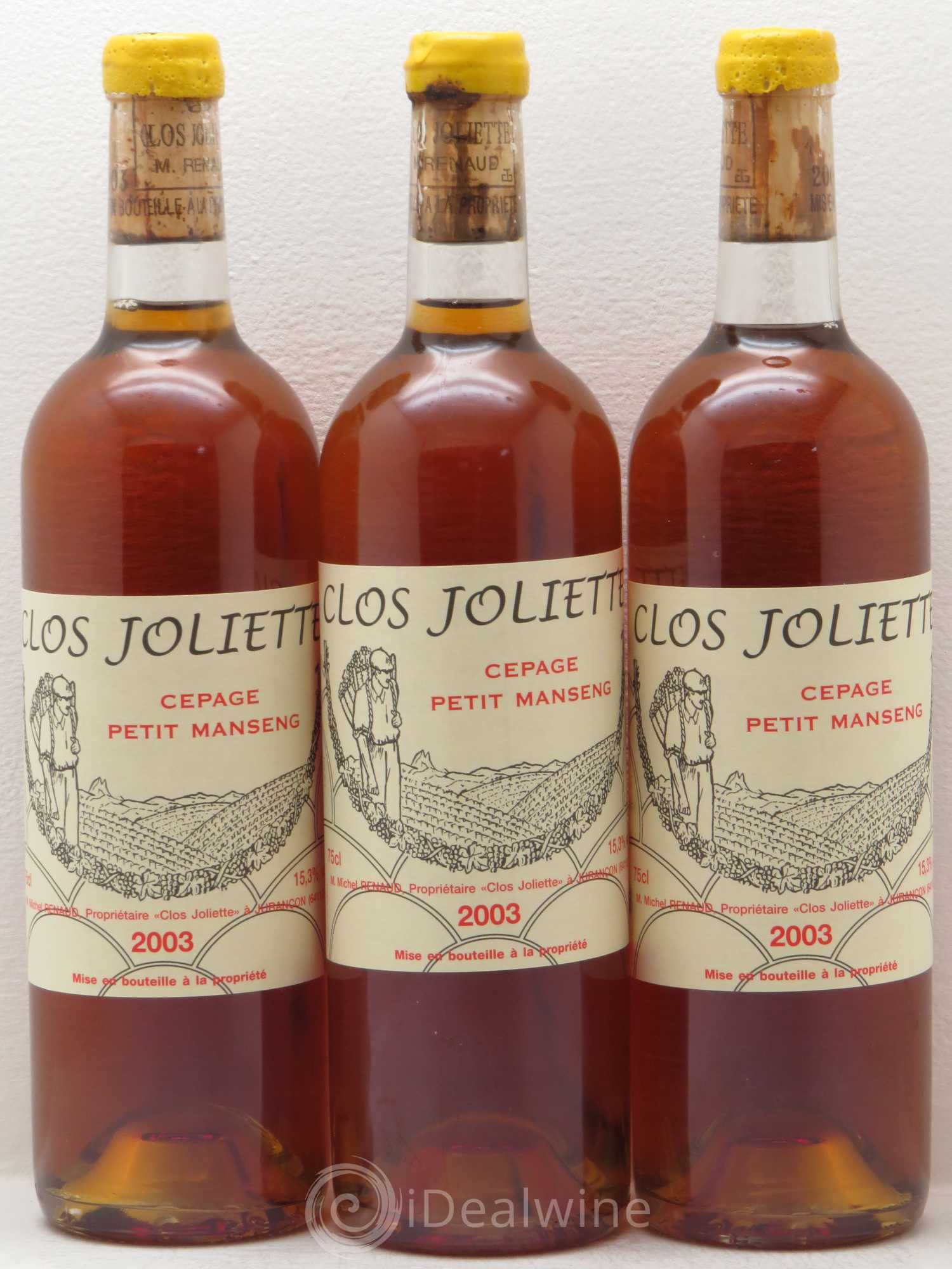 Vin de France Petit Manseng Clos de la Joliette Demi sec 2003 - Posten von 3 Flaschen - 0