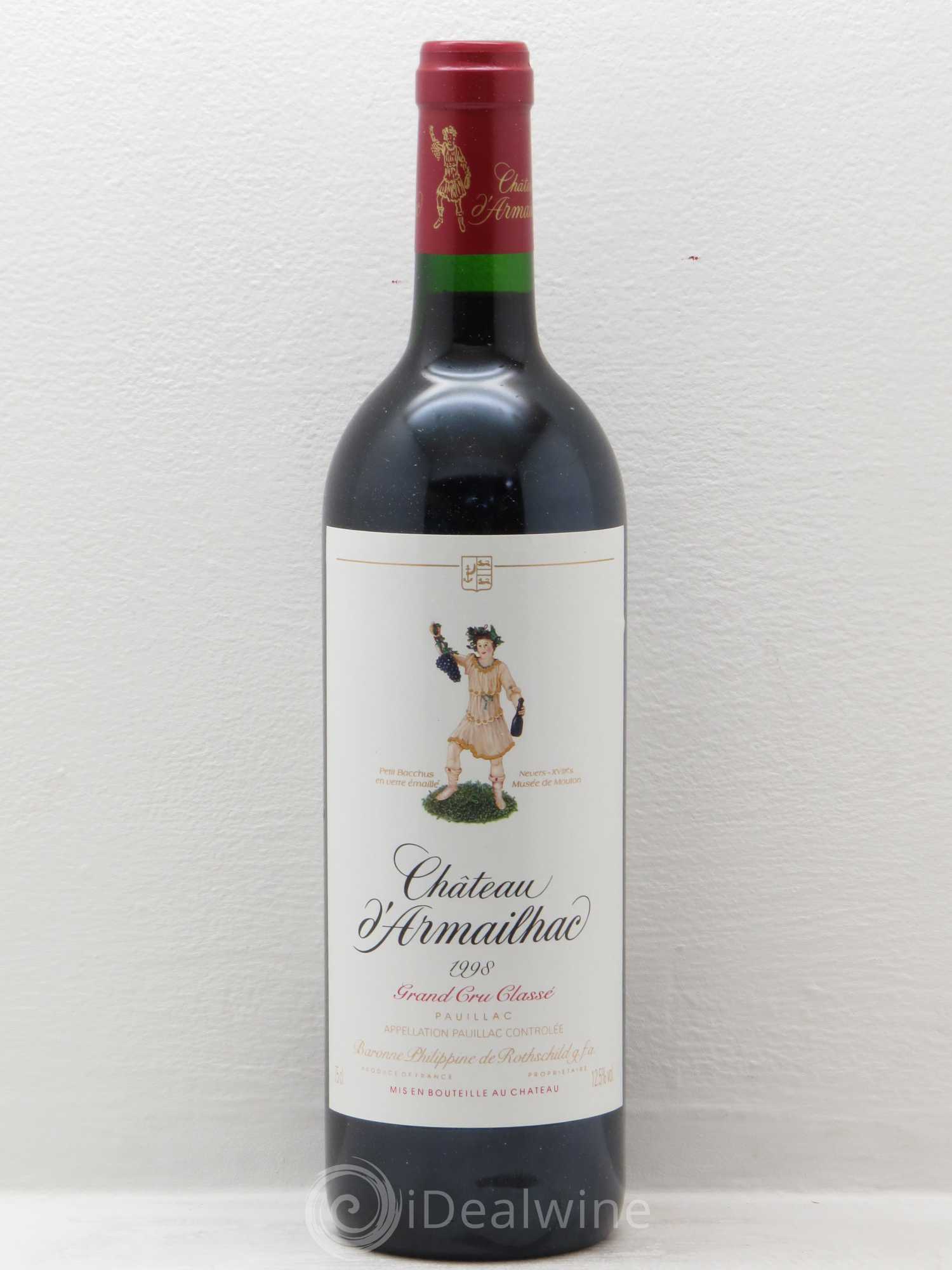 Château d' Armailhac - Mouton Baron(ne) Philippe 5ème Grand Cru Classé 1998 - Lot de 12 bouteilles - 0