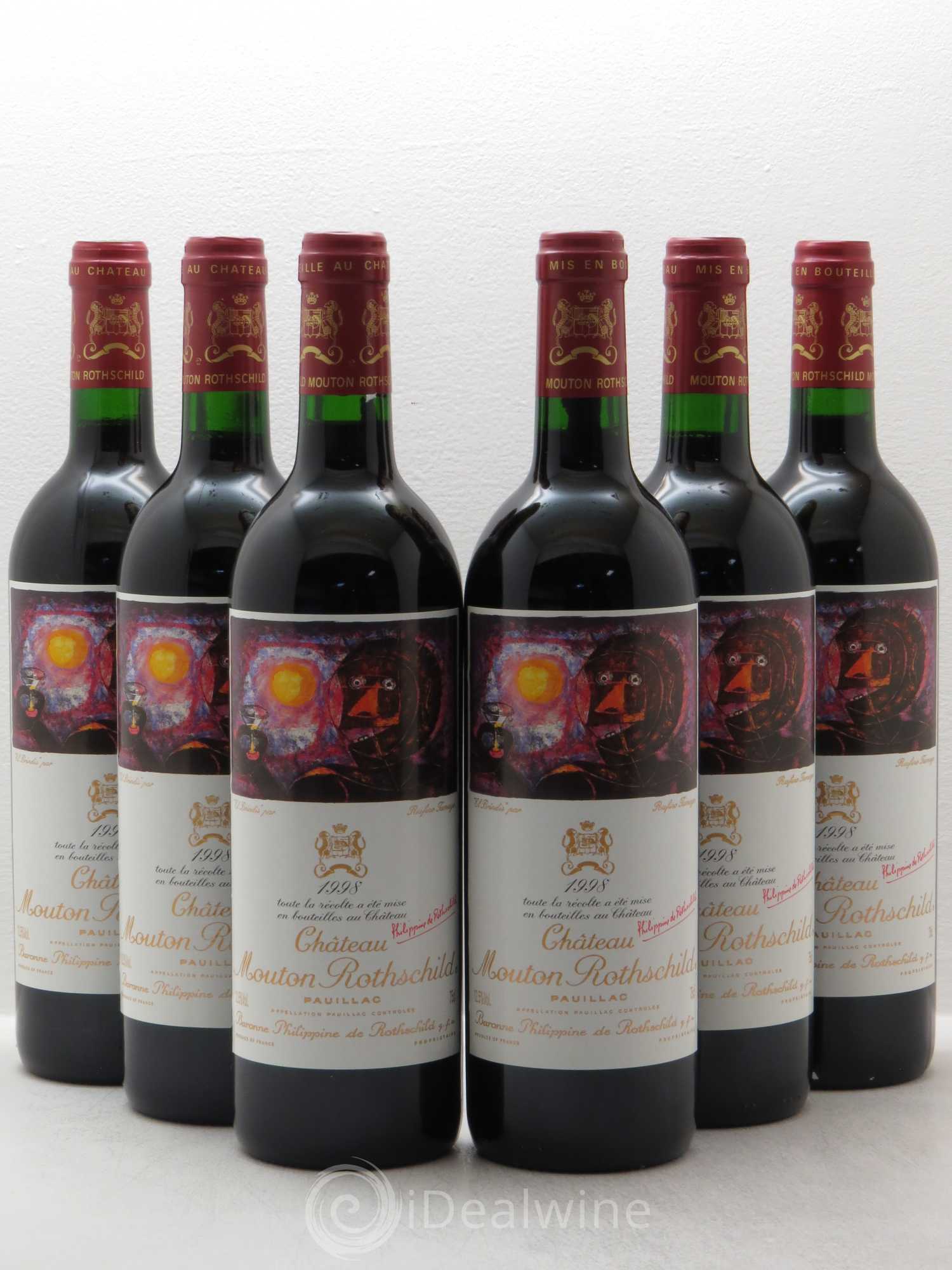 Château Mouton Rothschild 1er Grand Cru Classé 1998 - Lot de 6 bouteilles - 0
