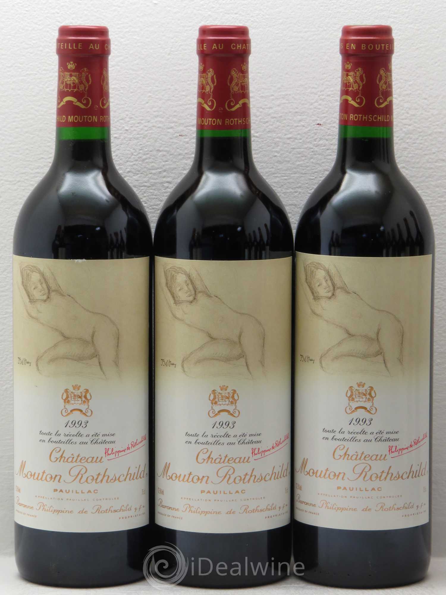 Château Mouton Rothschild 1er Grand Cru Classé 1993 - Lot de 12 bouteilles - 1