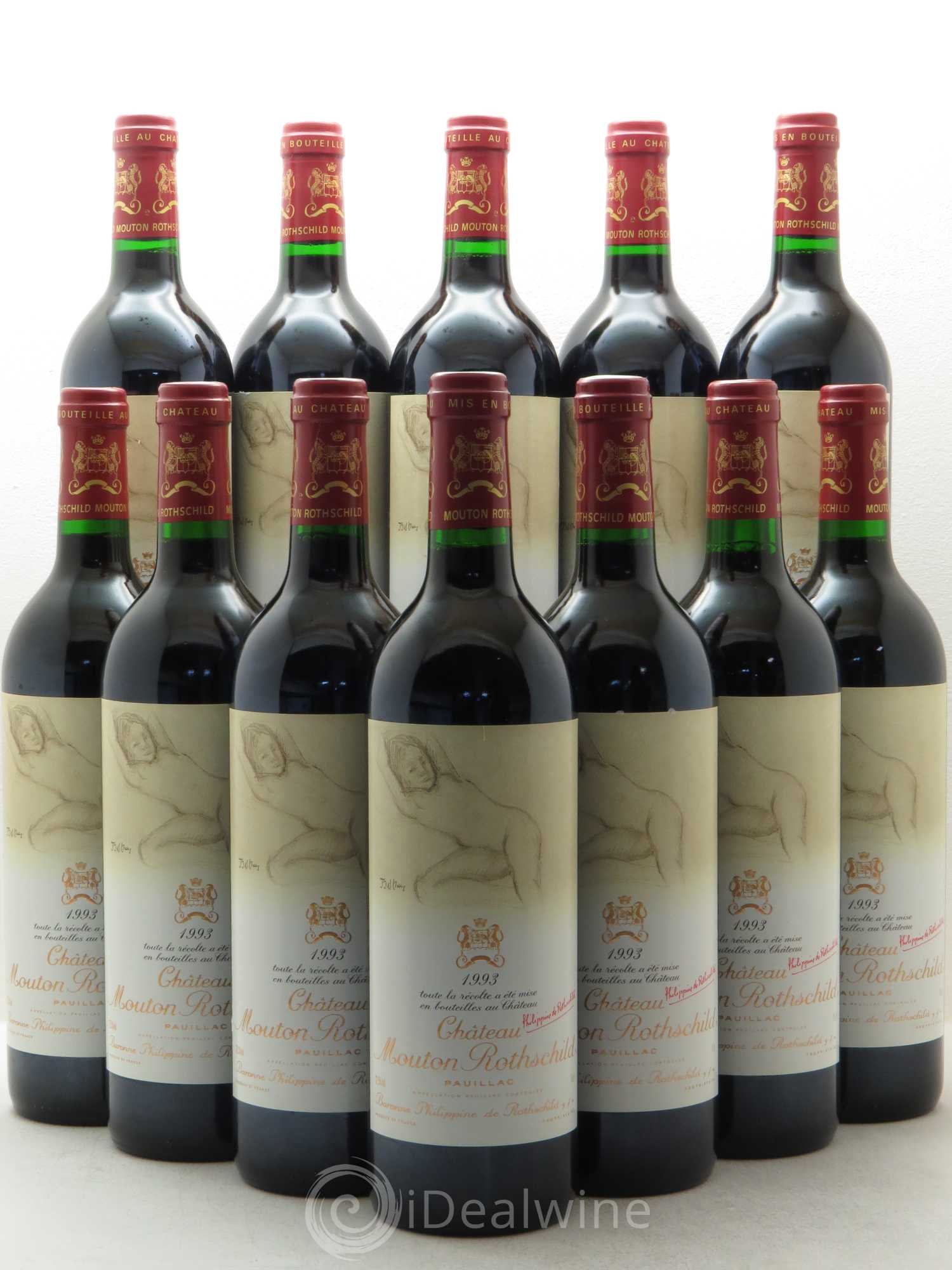 Château Mouton Rothschild 1er Grand Cru Classé 1993 - Lot de 12 bouteilles - 0