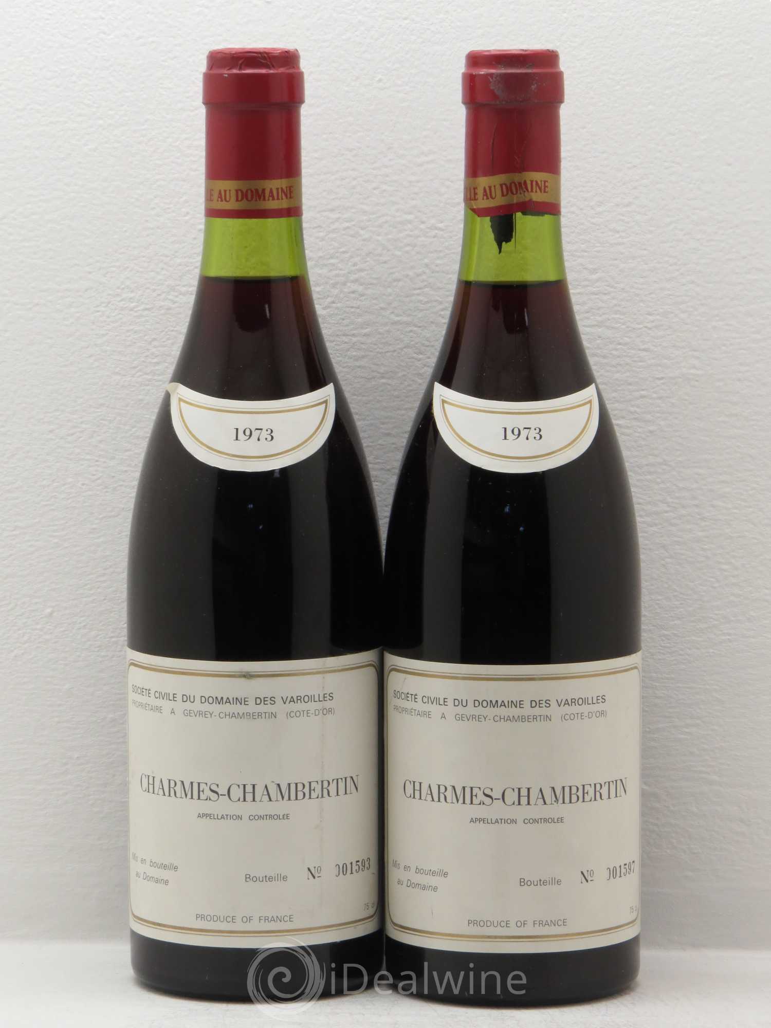 Charmes-Chambertin Grand Cru Domaine des Varoilles 1973 - Lot de 2 bouteilles - 0