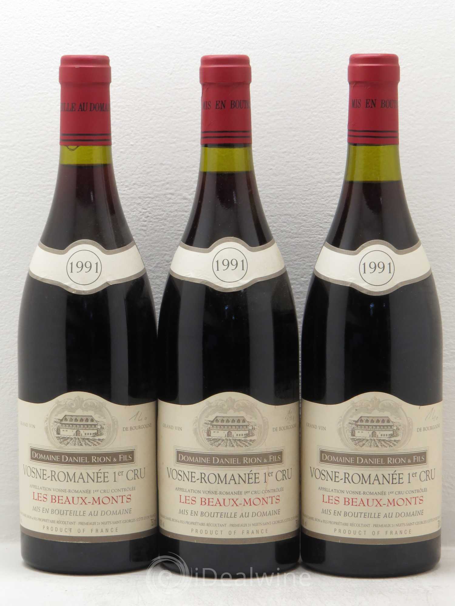 Vosne-Romanée 1er Cru Daniel Rion 1991 - Lot de 3 bouteilles - 0