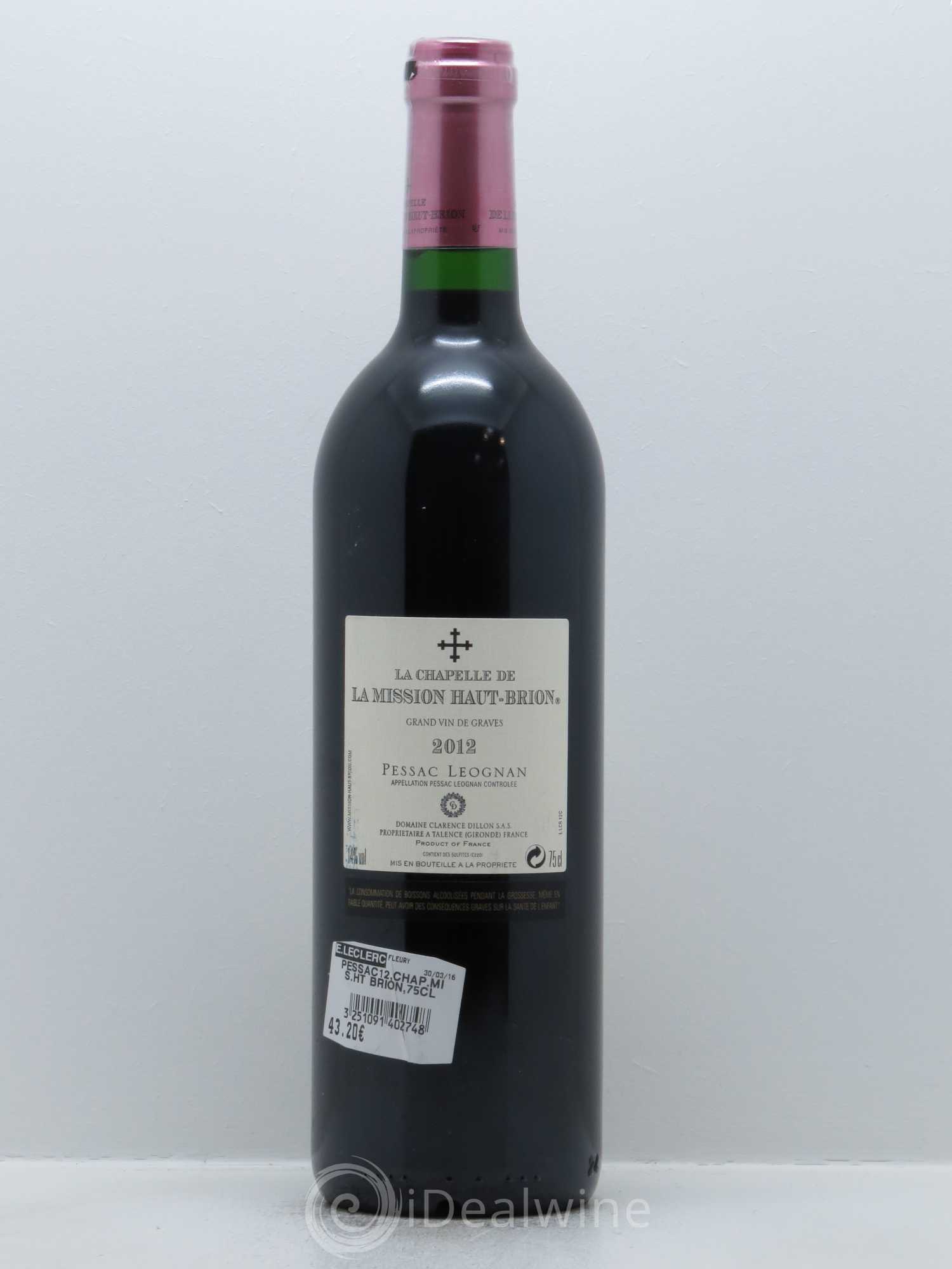 La Chapelle de La Mission Haut-Brion Second Vin 2012 - Lot de 1 bouteille - 1