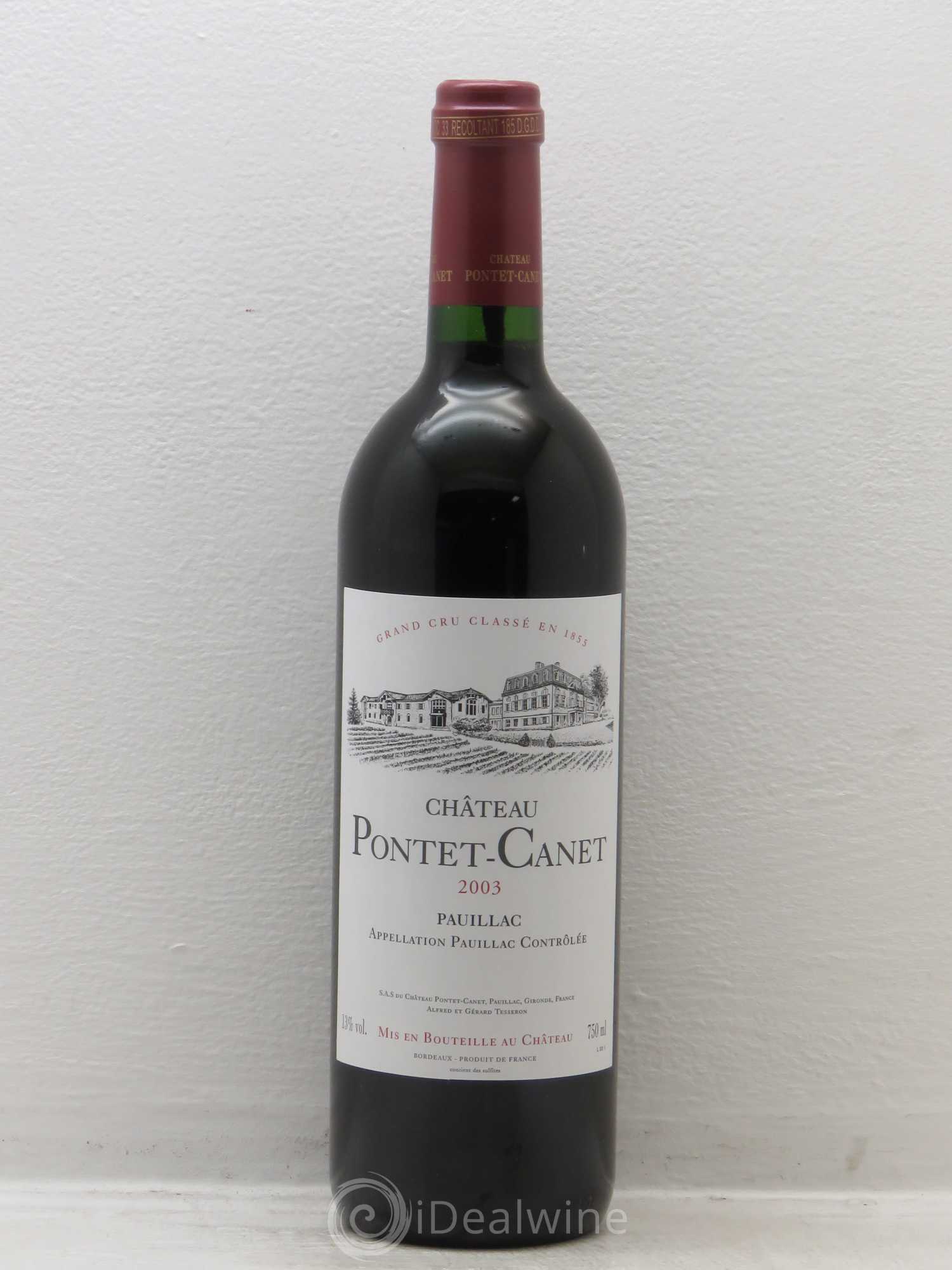 Château Pontet Canet 5ème Grand Cru Classé 2003 - Lot de 6 bouteilles - 0