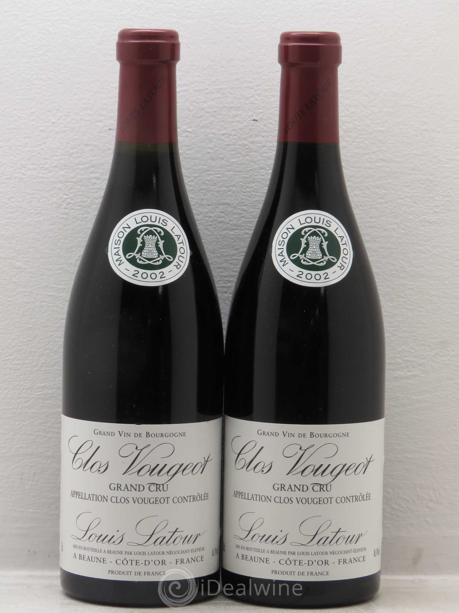 Clos de Vougeot Grand Cru Louis Latour 2002 - Lot de 2 bouteilles - 0