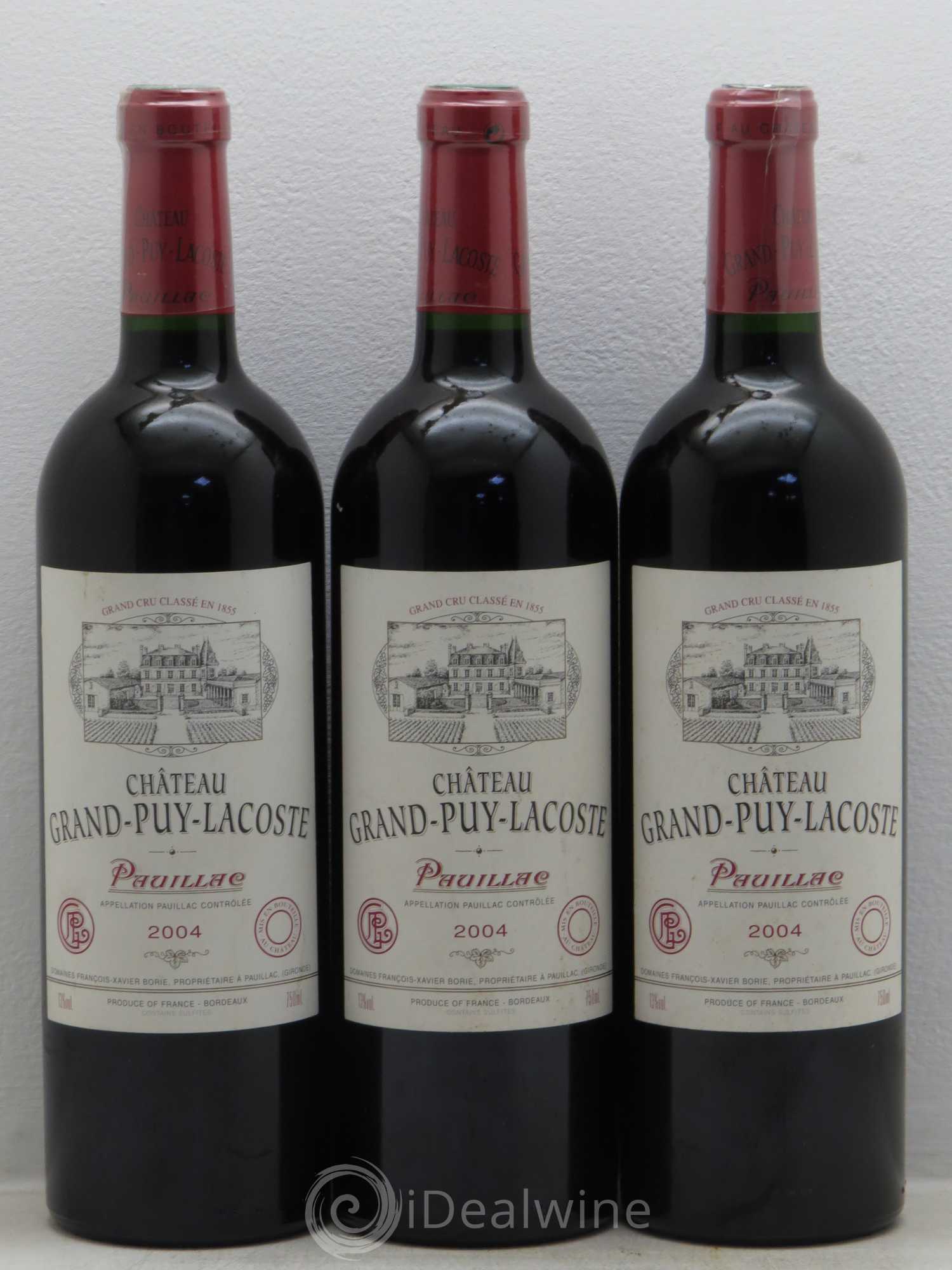 Château Grand Puy Lacoste 5ème Grand Cru Classé 2004 - Lot de 3 bouteilles - 0