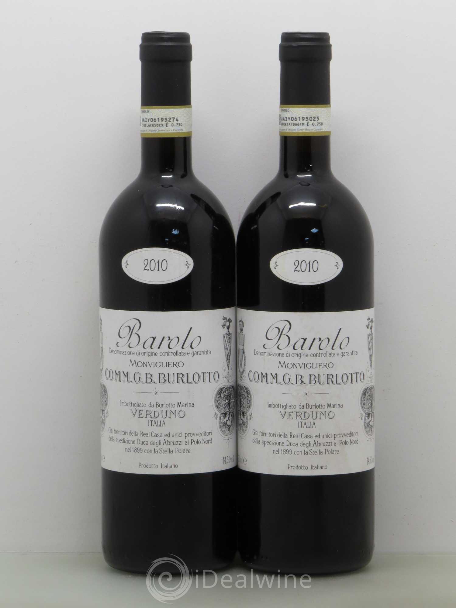 Barolo Comm Burlotto Monvigliero Barolo 2010 - Lot de 2 bouteilles - 0