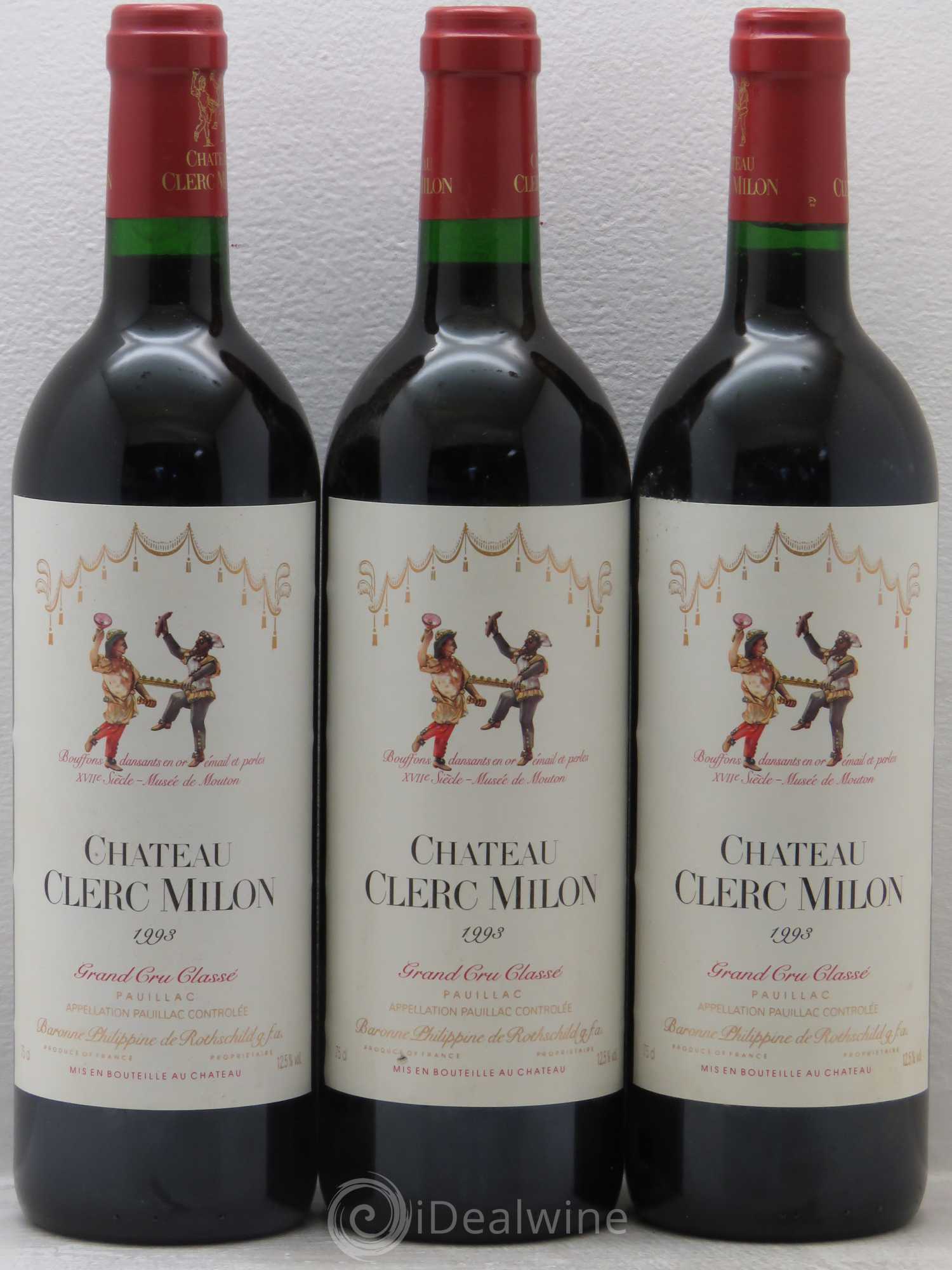 Château Clerc Milon 5ème Grand Cru Classé 1993 - Lot de 3 bouteilles - 0