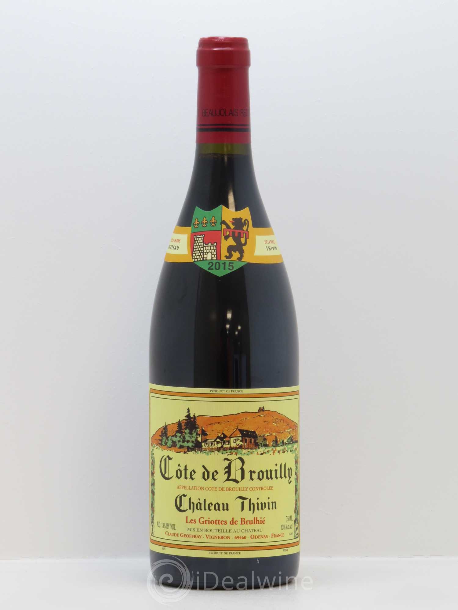 Côte de Brouilly Les Griottes de Brulhié Château Thivin 2015 - Lot de 1 bouteille - 0