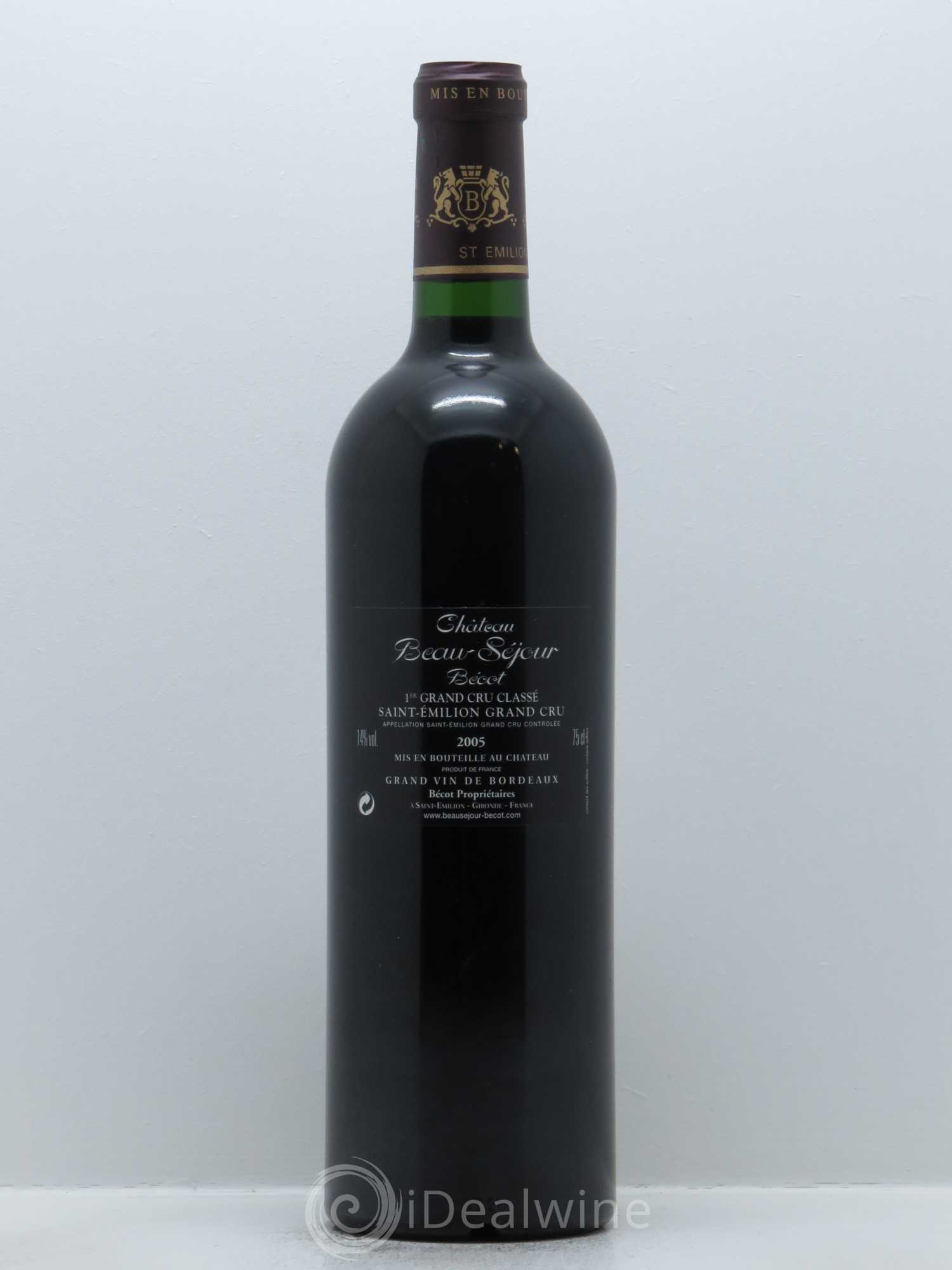 Château Beau-Séjour Bécot 1er Grand Cru Classé B 2005 - Lot de 1 bouteille - 1