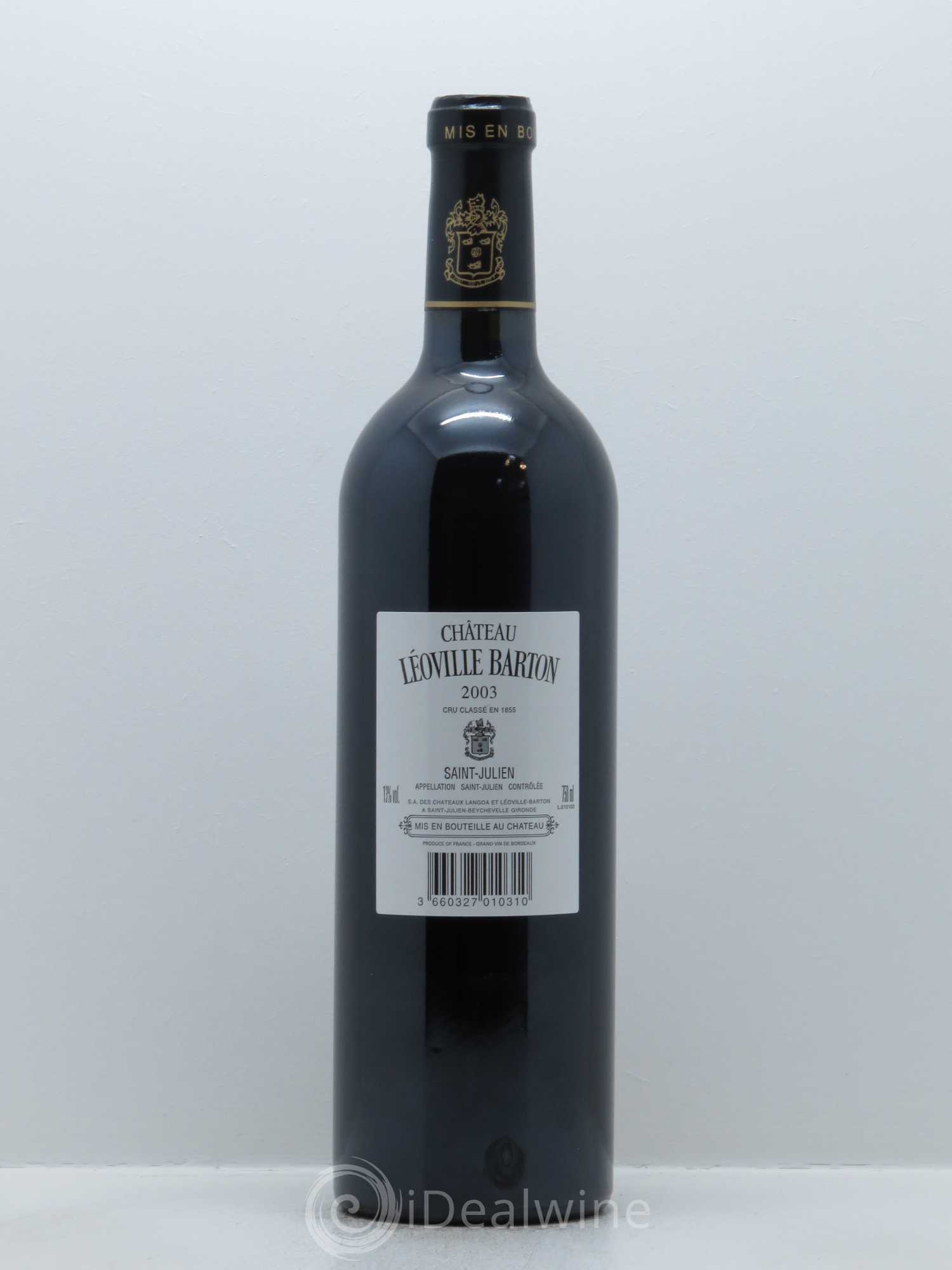 Château Léoville Barton 2ème Grand Cru Classé 2003 - Lot de 1 bouteille - 1