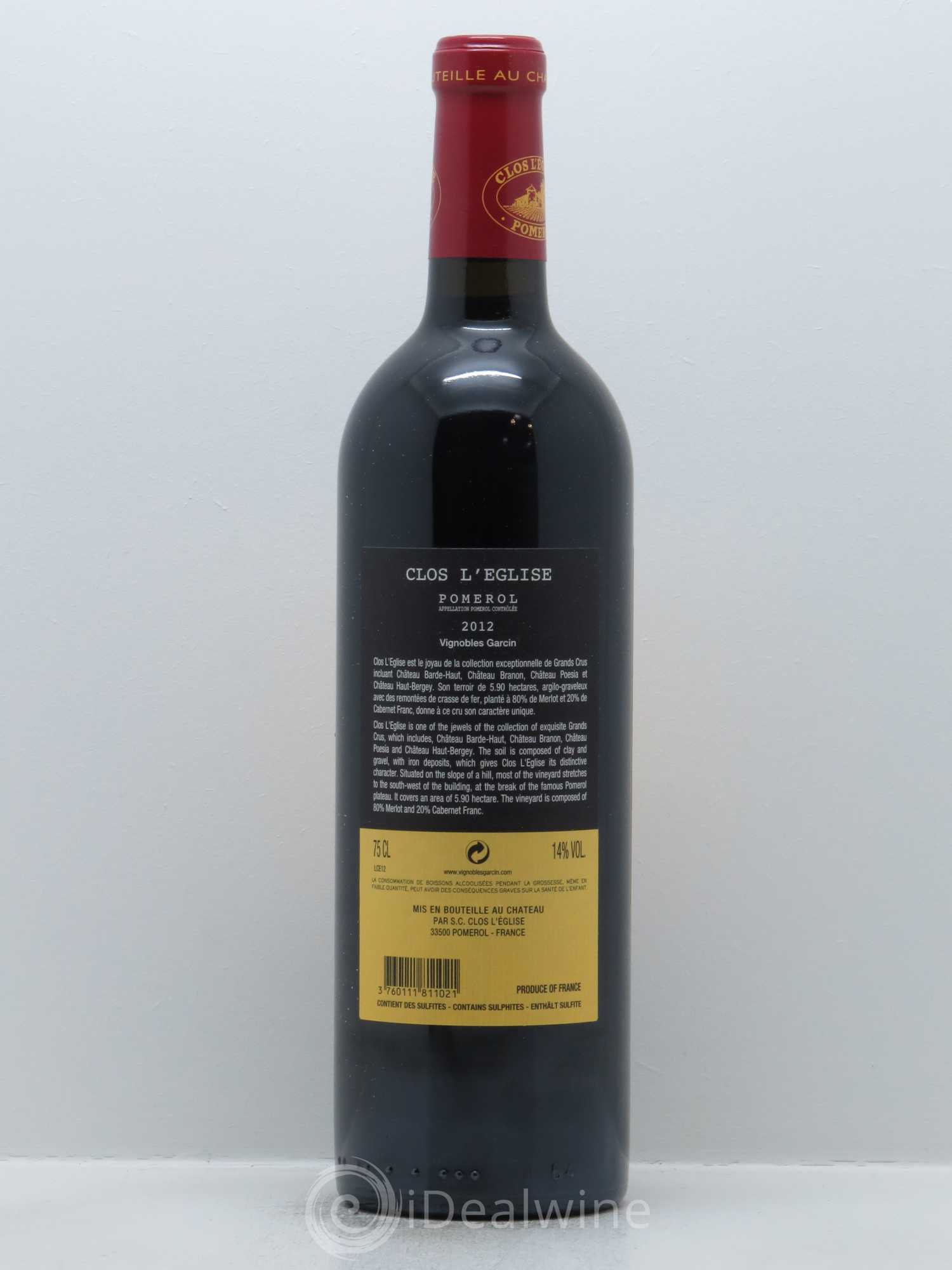 Clos l'Eglise 2012 - Lot de 1 bouteille - 1
