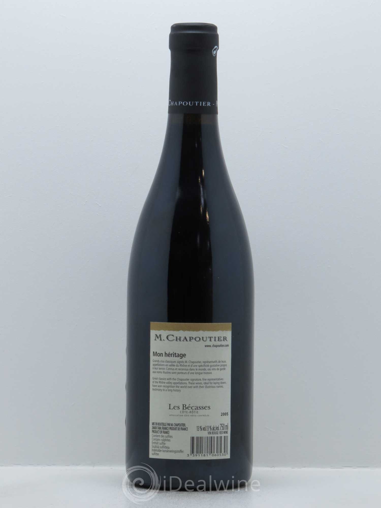 Côte-Rôtie Les Bécasses Chapoutier 2005 - Lot de 1 bouteille - 1
