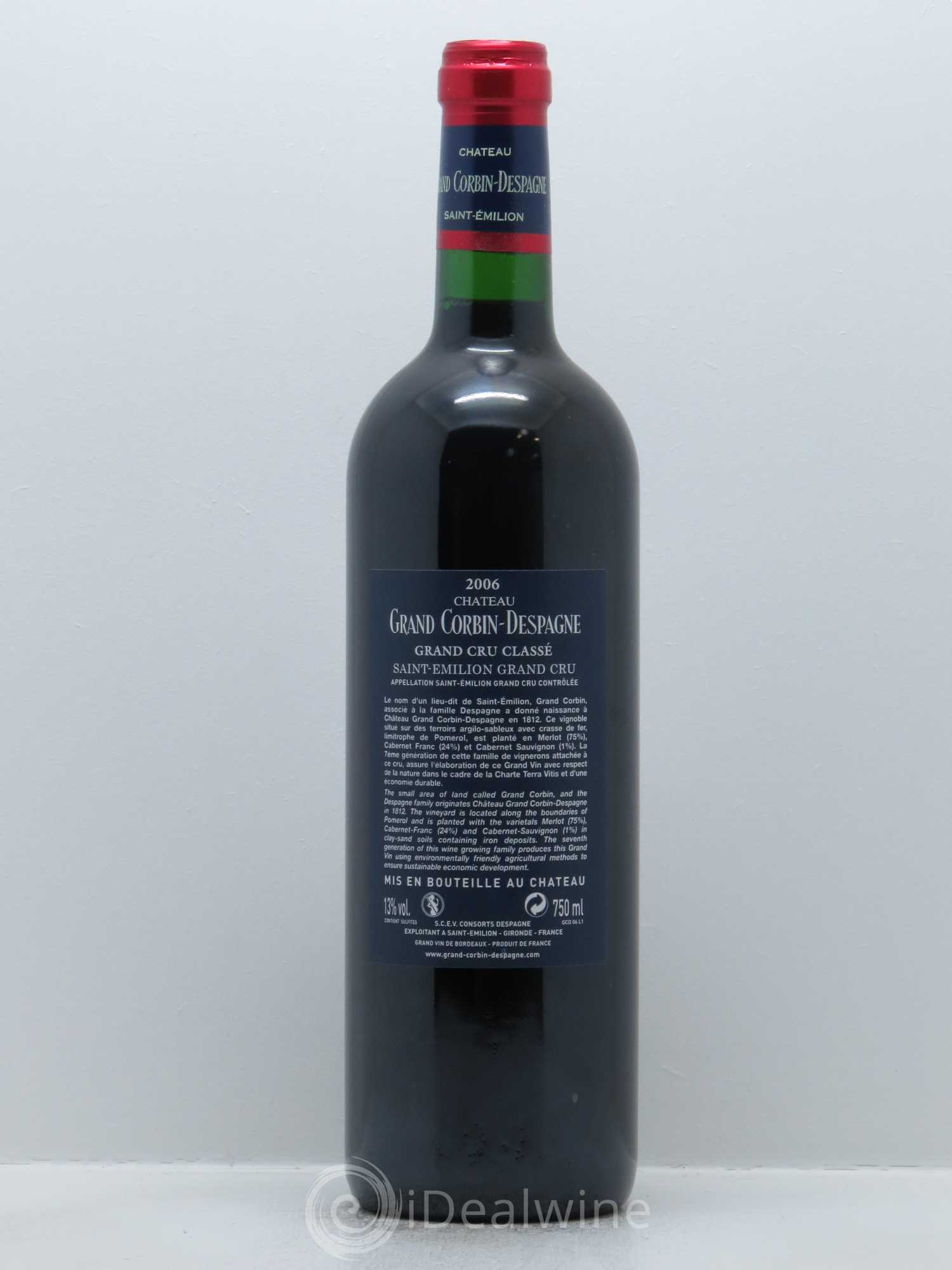 Château Grand Corbin Despagne Grand Cru Classé 2006 - Lot de 1 bouteille - 1