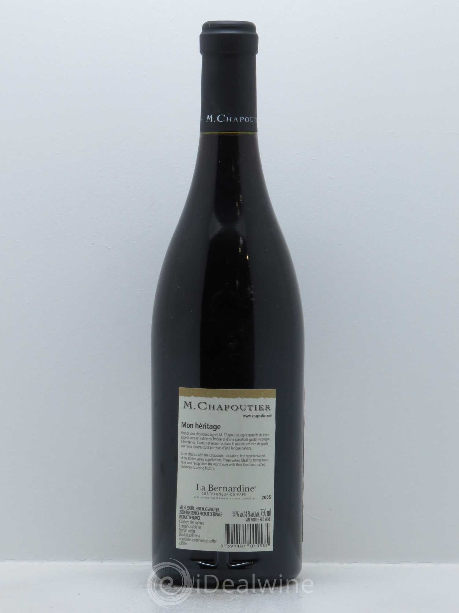 Châteauneuf-du-Pape La Bernardine Chapoutier 2005 - Lot de 1 bouteille - 1