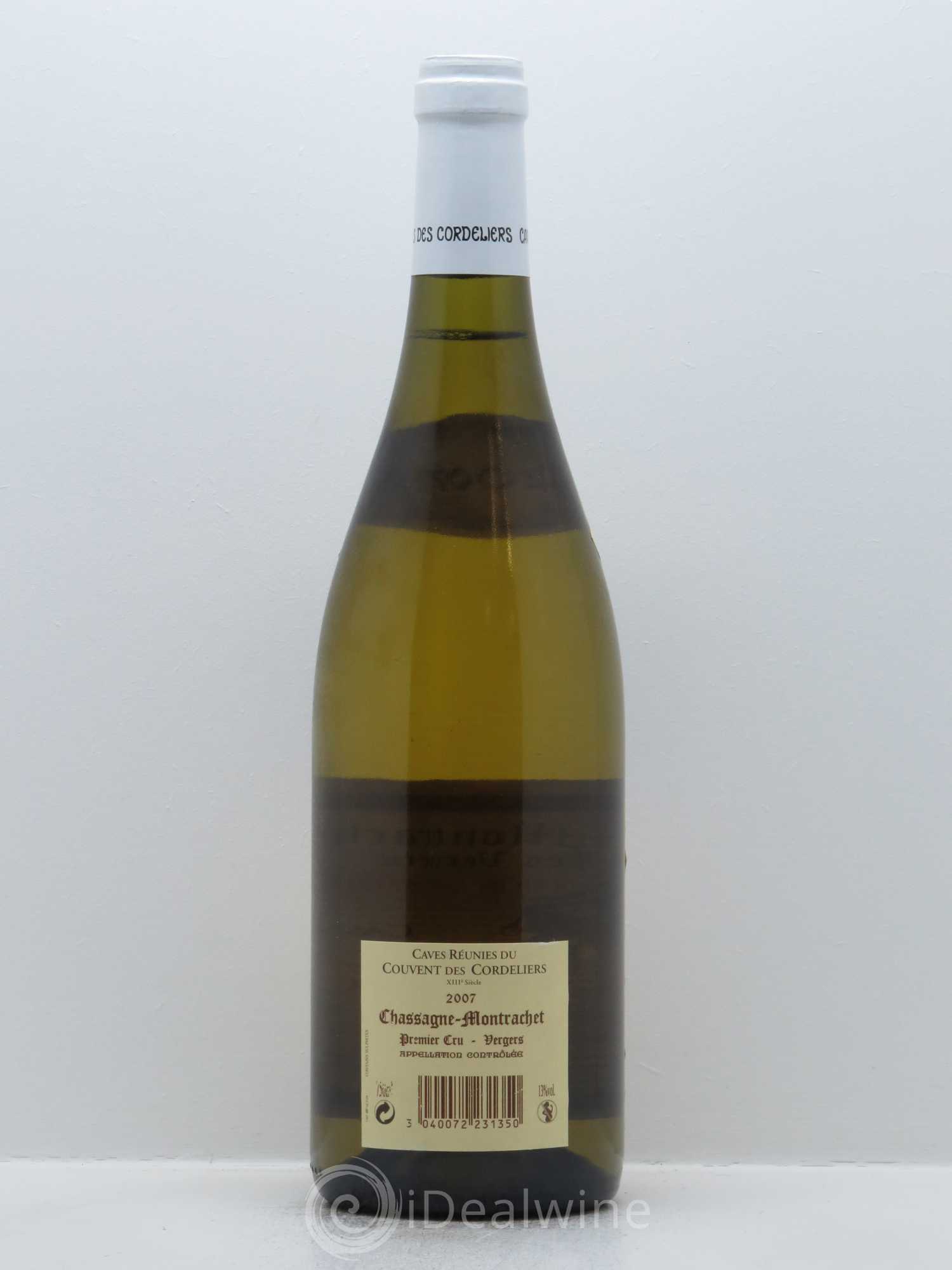 Chassagne-Montrachet 1er Cru Les Vergers Caves Réunies du Couvent des Cordeliers 2007 - Lot de 1 bouteille - 1