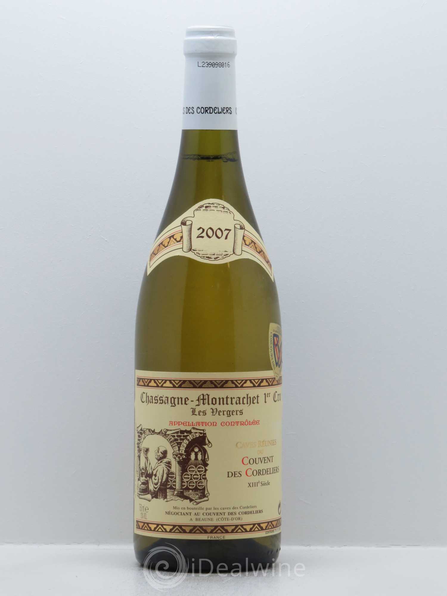 Chassagne-Montrachet 1er Cru Les Vergers Caves Réunies du Couvent des Cordeliers 2007 - Lot de 1 bouteille - 0
