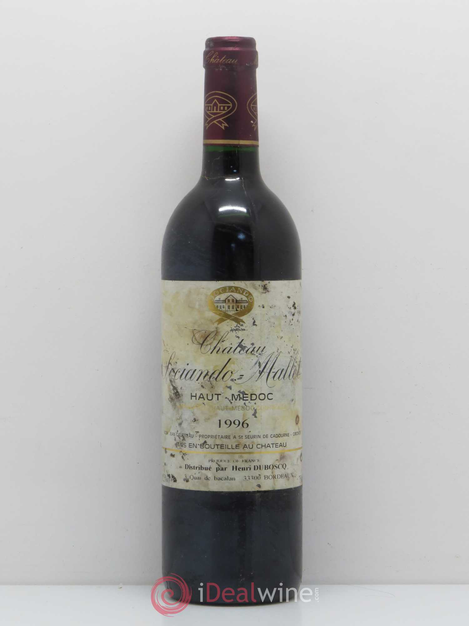 Château Sociando Mallet 1996 - Lot de 1 bouteille - 0