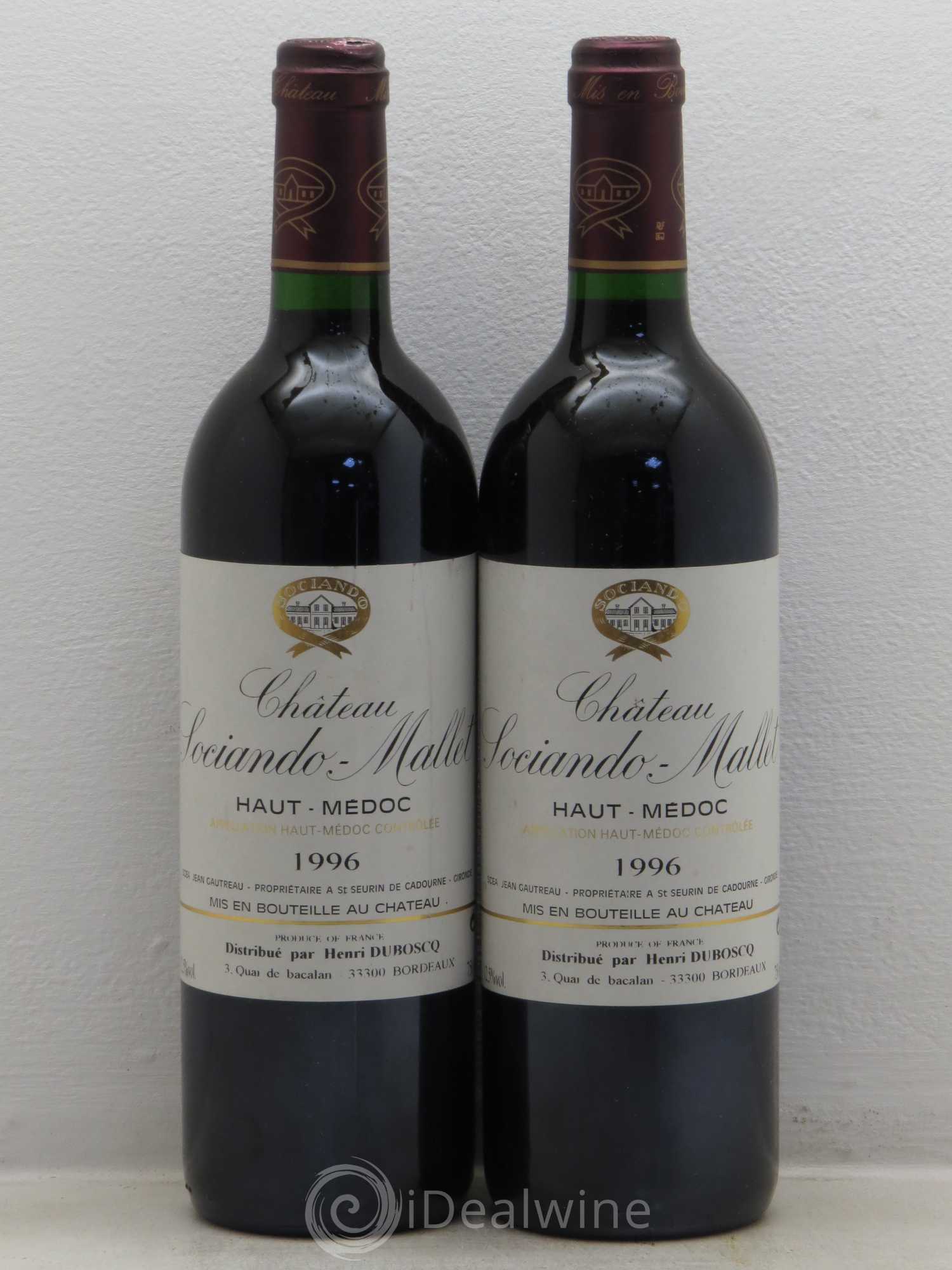 Château Sociando Mallet 1996 - Lot de 2 bouteilles - 0