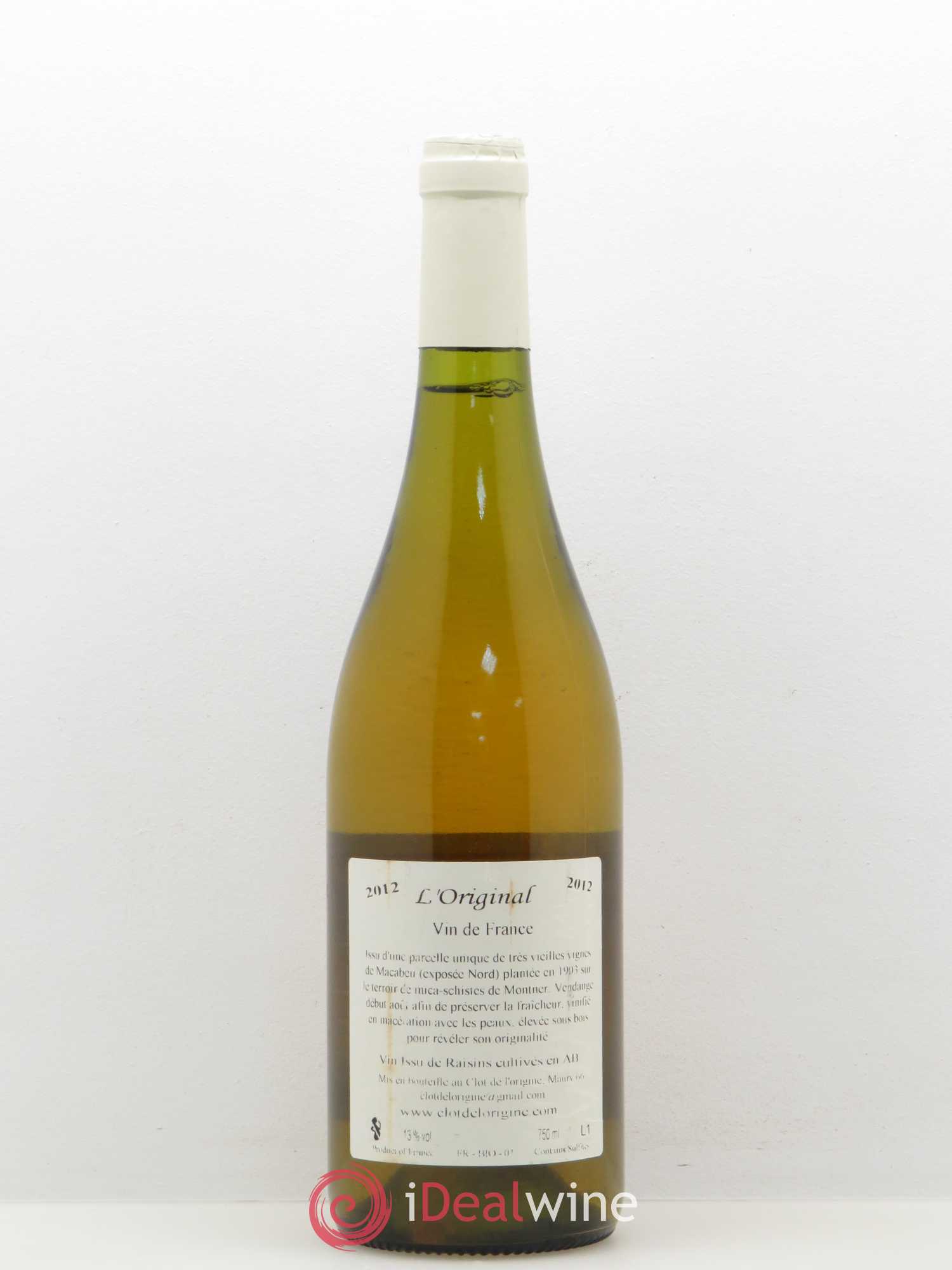 Vin de France Clot de l'Origine l'Original 2012 - Posten von 1 Flasche - 1