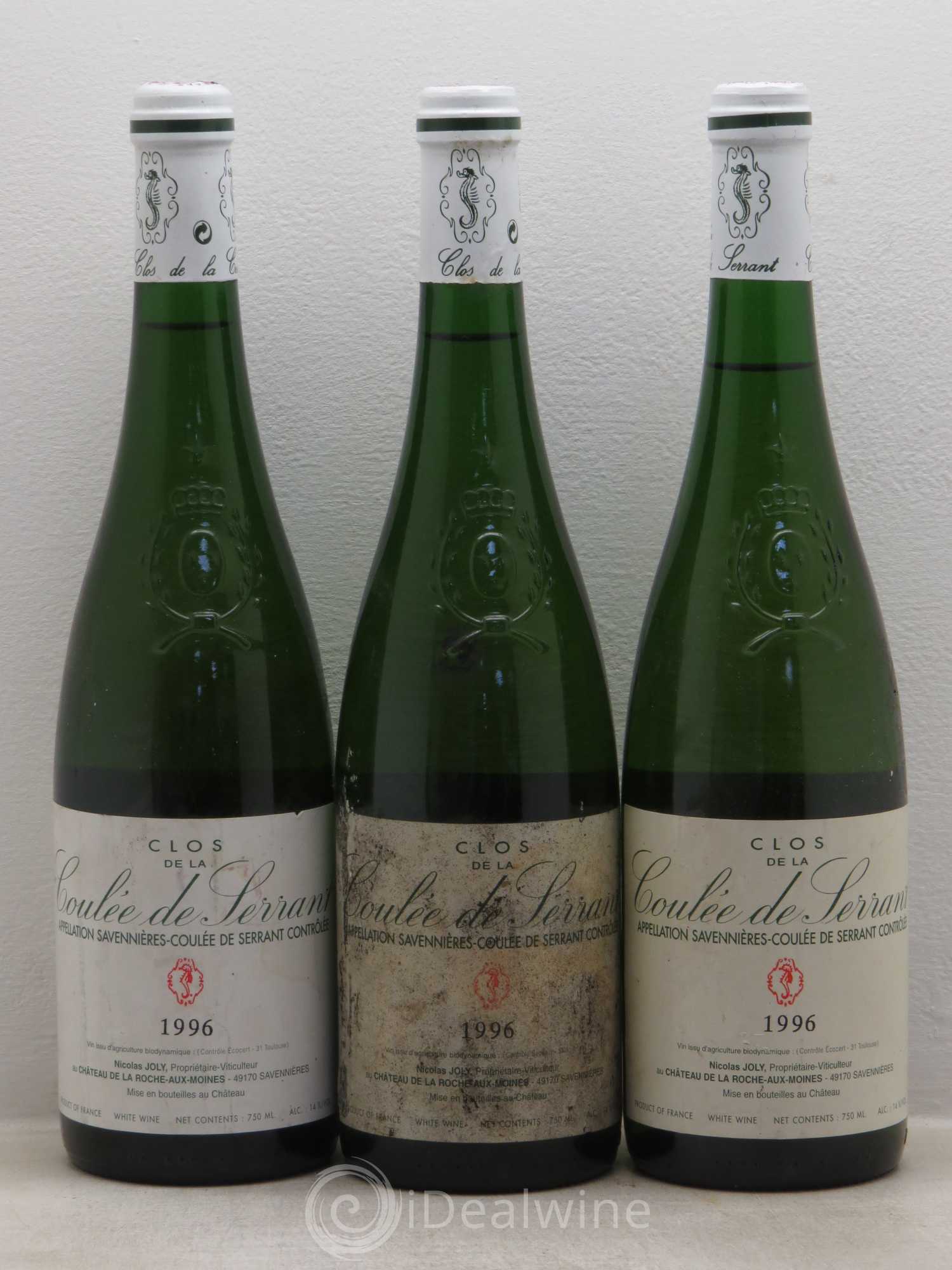 Savennières Clos de la Coulée de Serrant Vignobles de la Coulée de Serrant - Nicolas Joly 1996 - Lot de 3 bouteilles - 0