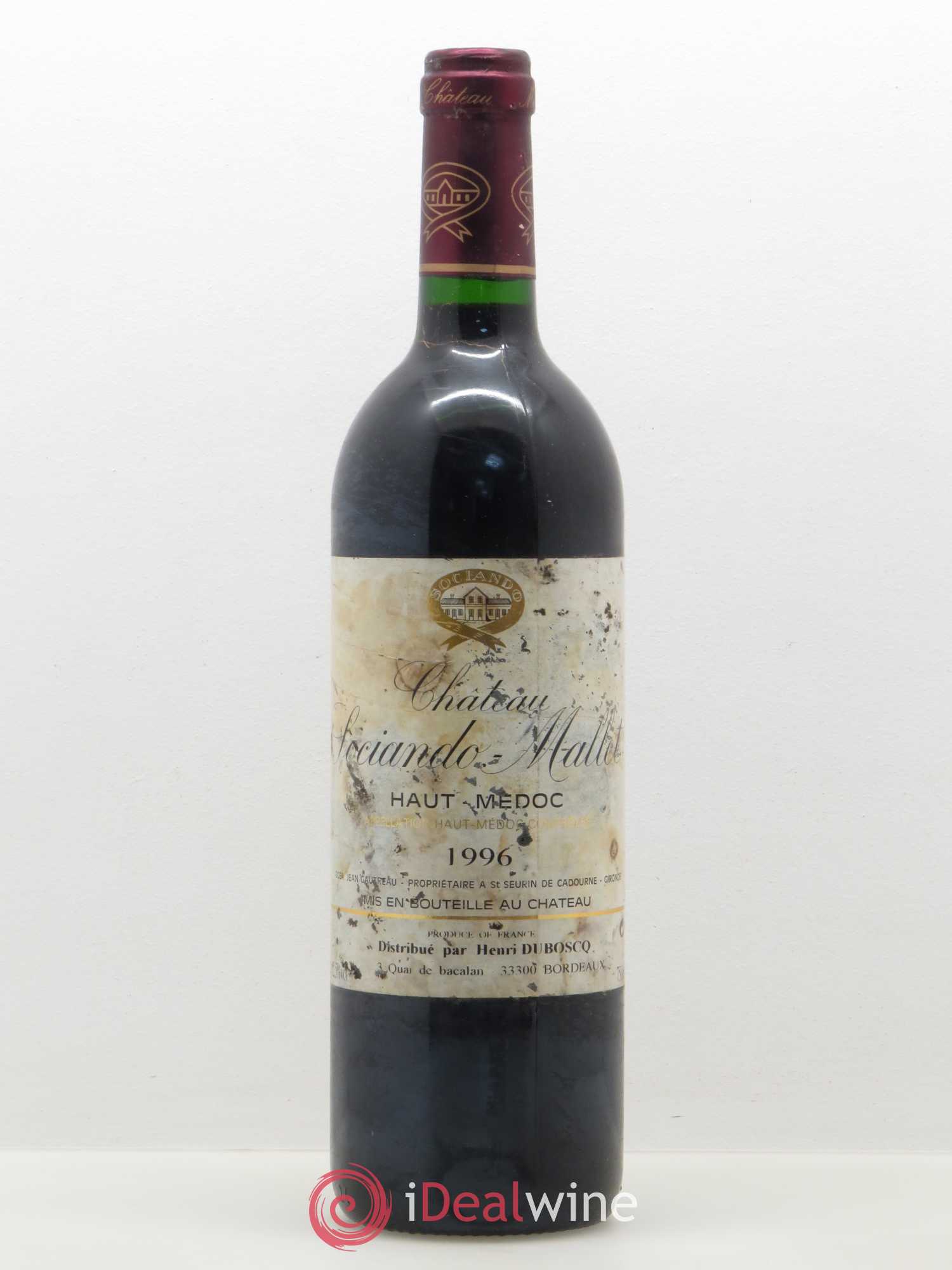Château Sociando Mallet 1996 - Lot de 1 bouteille - 0