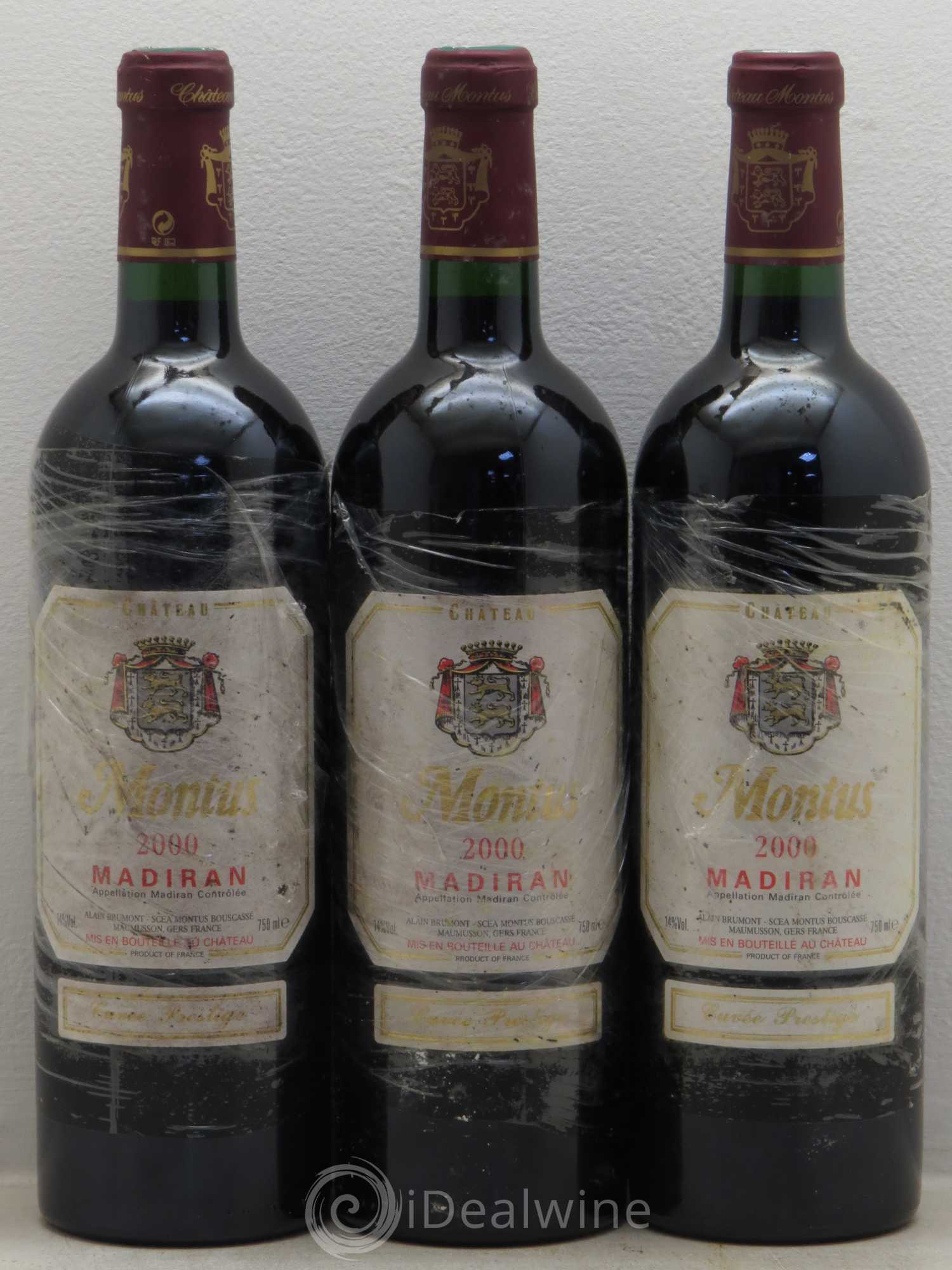 Madiran Château Montus-Prestige Alain Brumont 2000 - Lot de 3 bouteilles - 0
