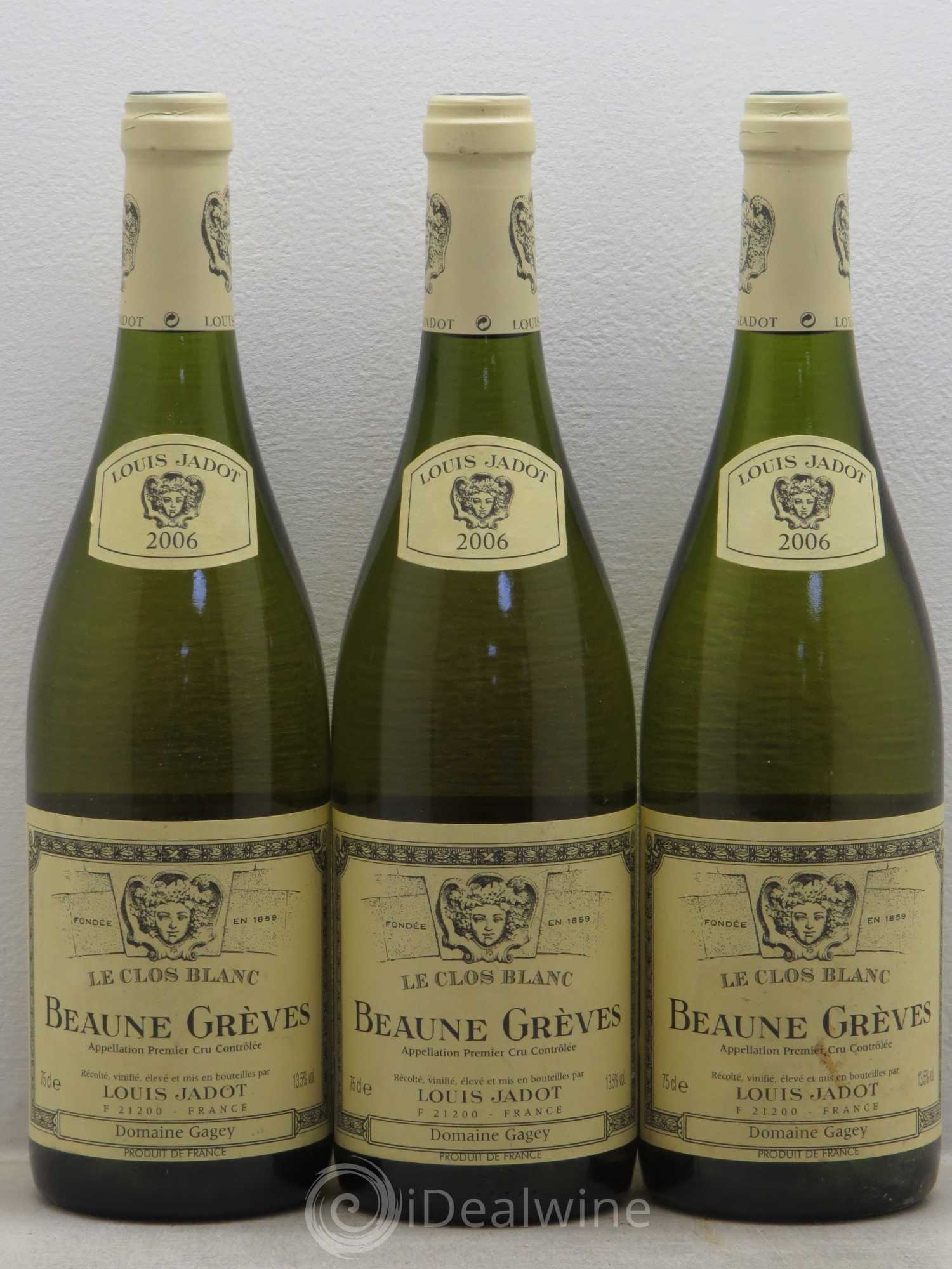 Beaune 1er Cru Grèves Clos Blanc - Louis jadot 2006 - Posten von 3 Flaschen - 0