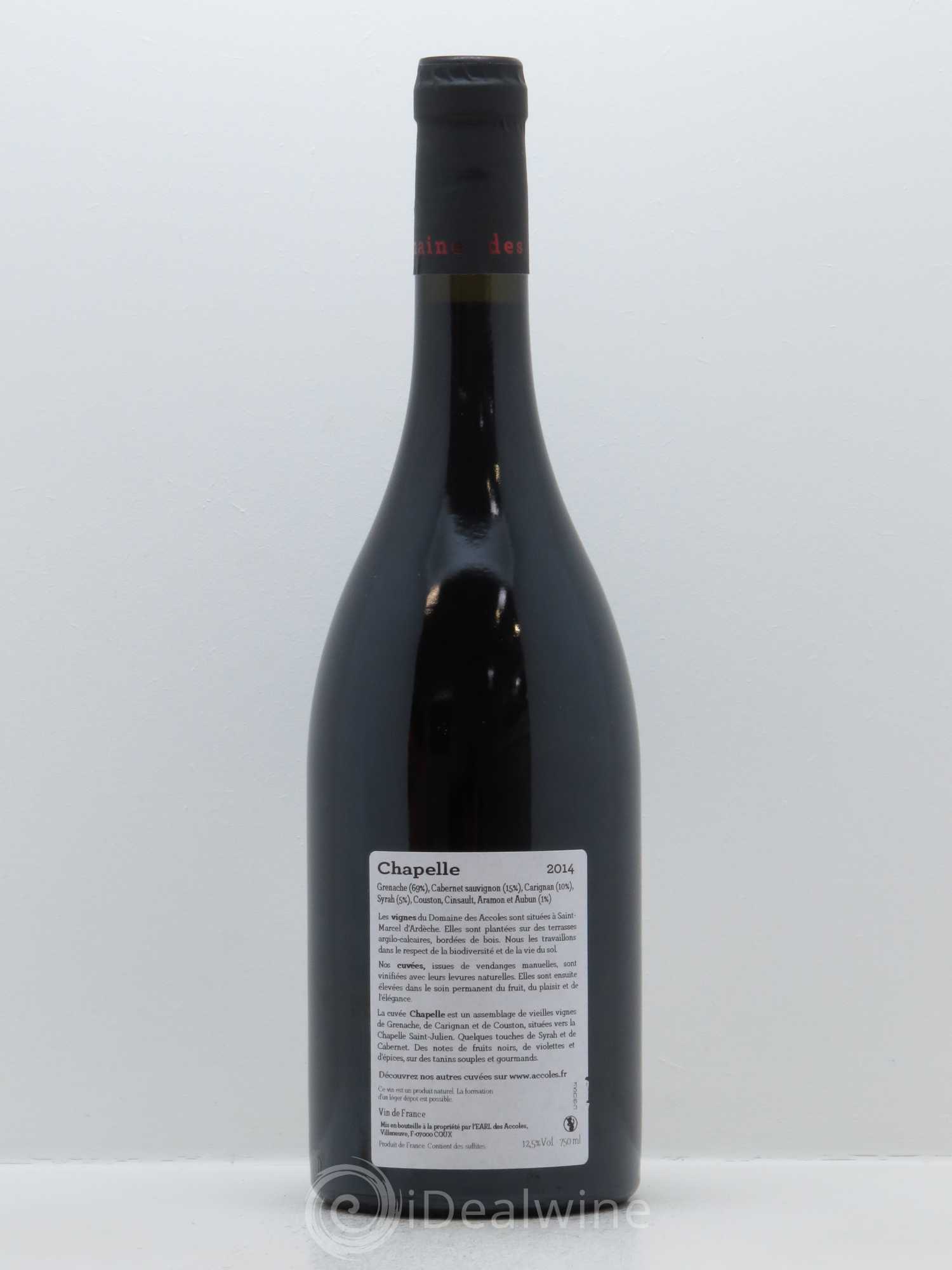 IGP Ardèche Chapelle Domaine des Accoles 2014 - Lot de 1 bouteille - 1