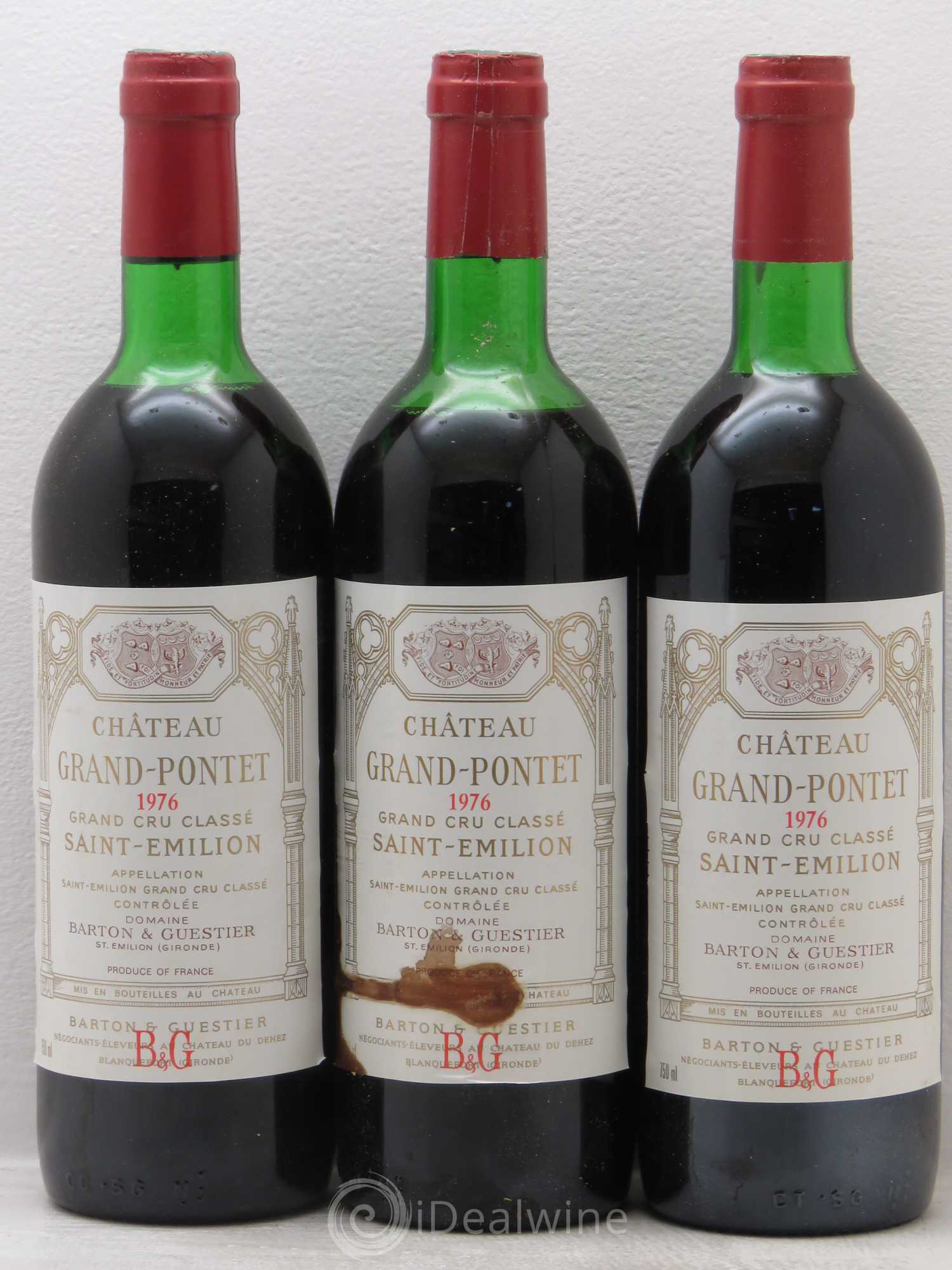 Château Grand Pontet Grand Cru Classé 1976 - Lot de 3 bouteilles - 0