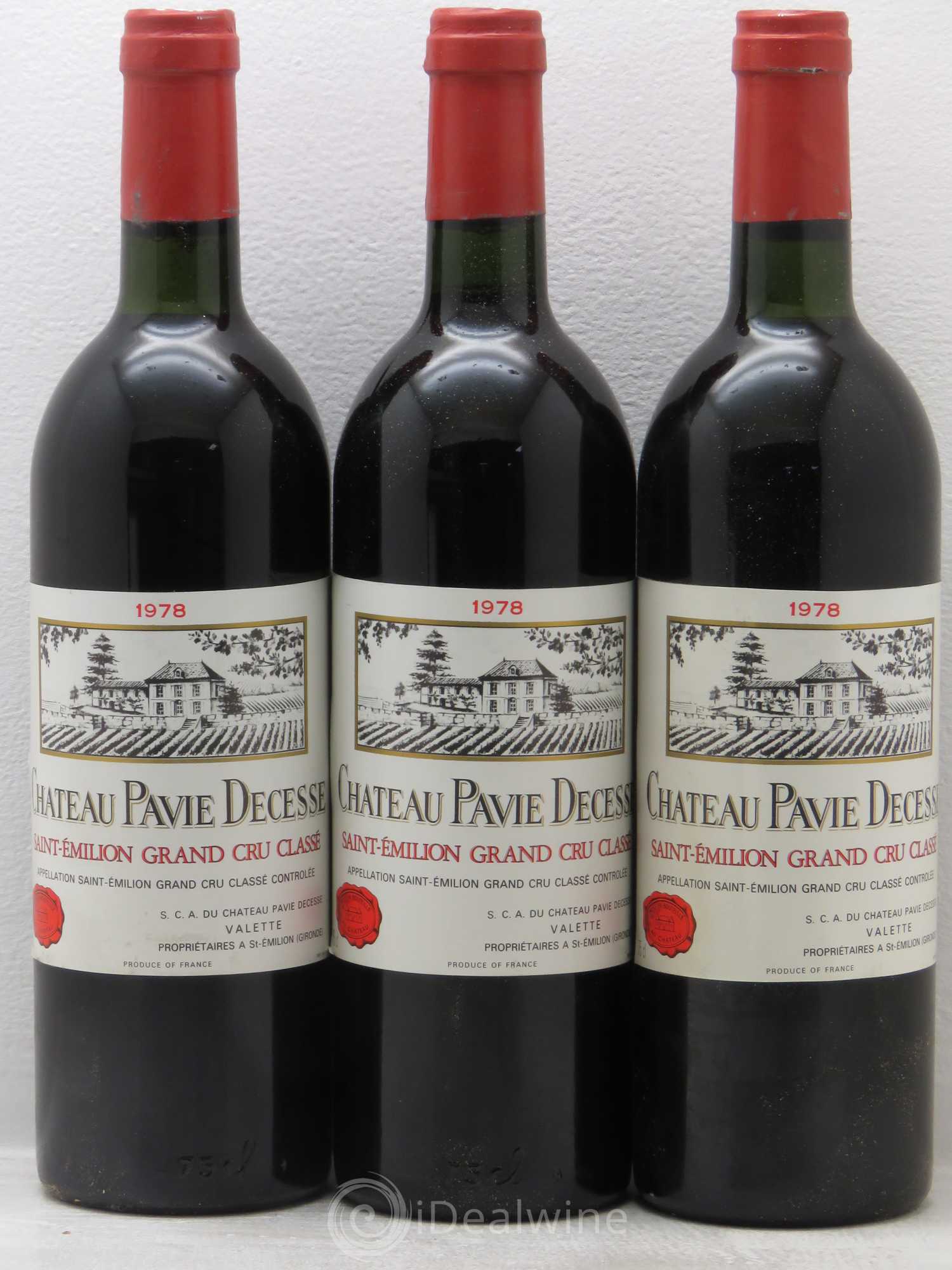 Château Pavie Decesse Grand Cru Classé 1978 - Lot de 3 bouteilles - 0
