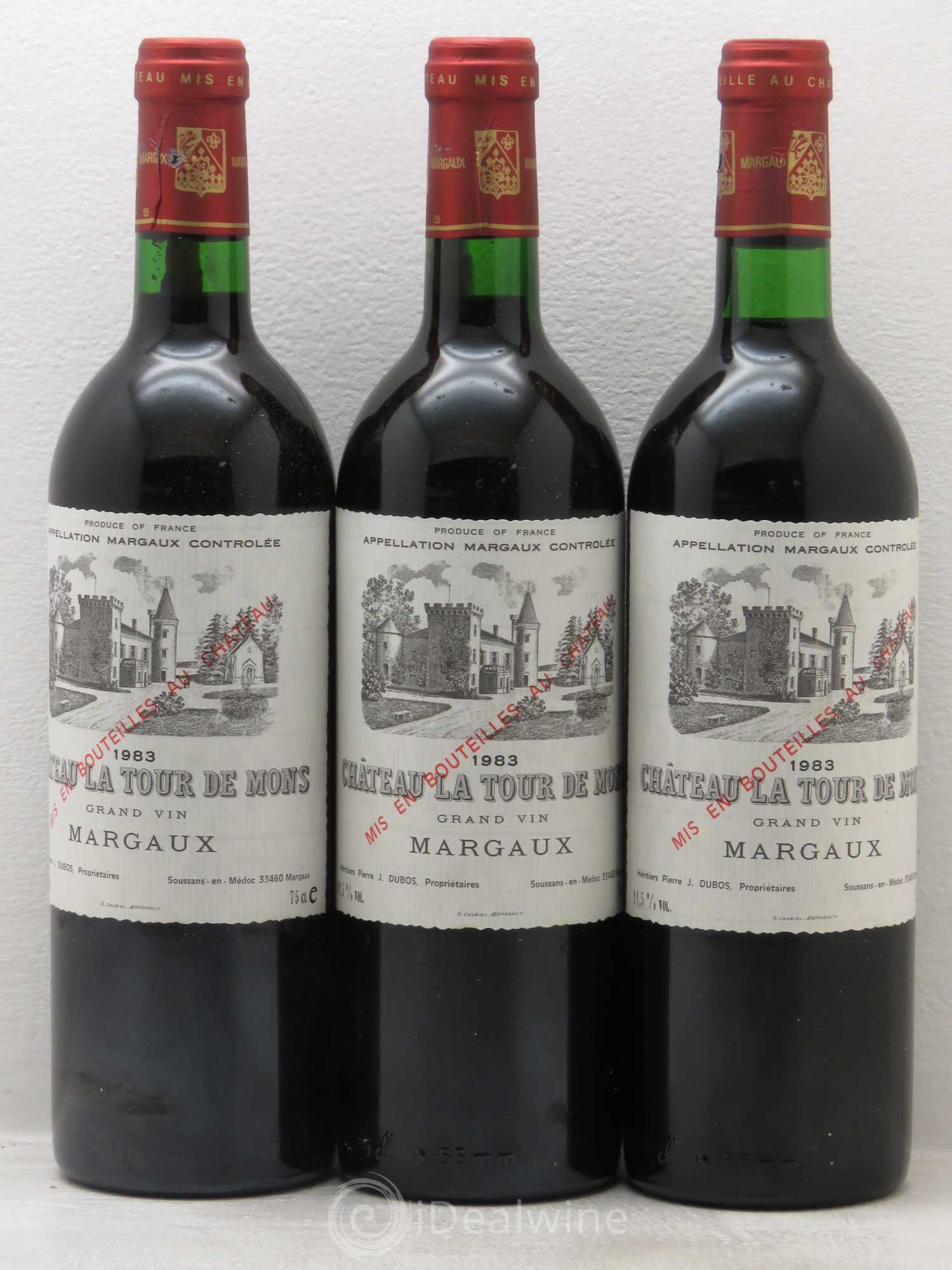Château la Tour de Mons Cru Bourgeois 1983 - Lot de 3 bouteilles - 0