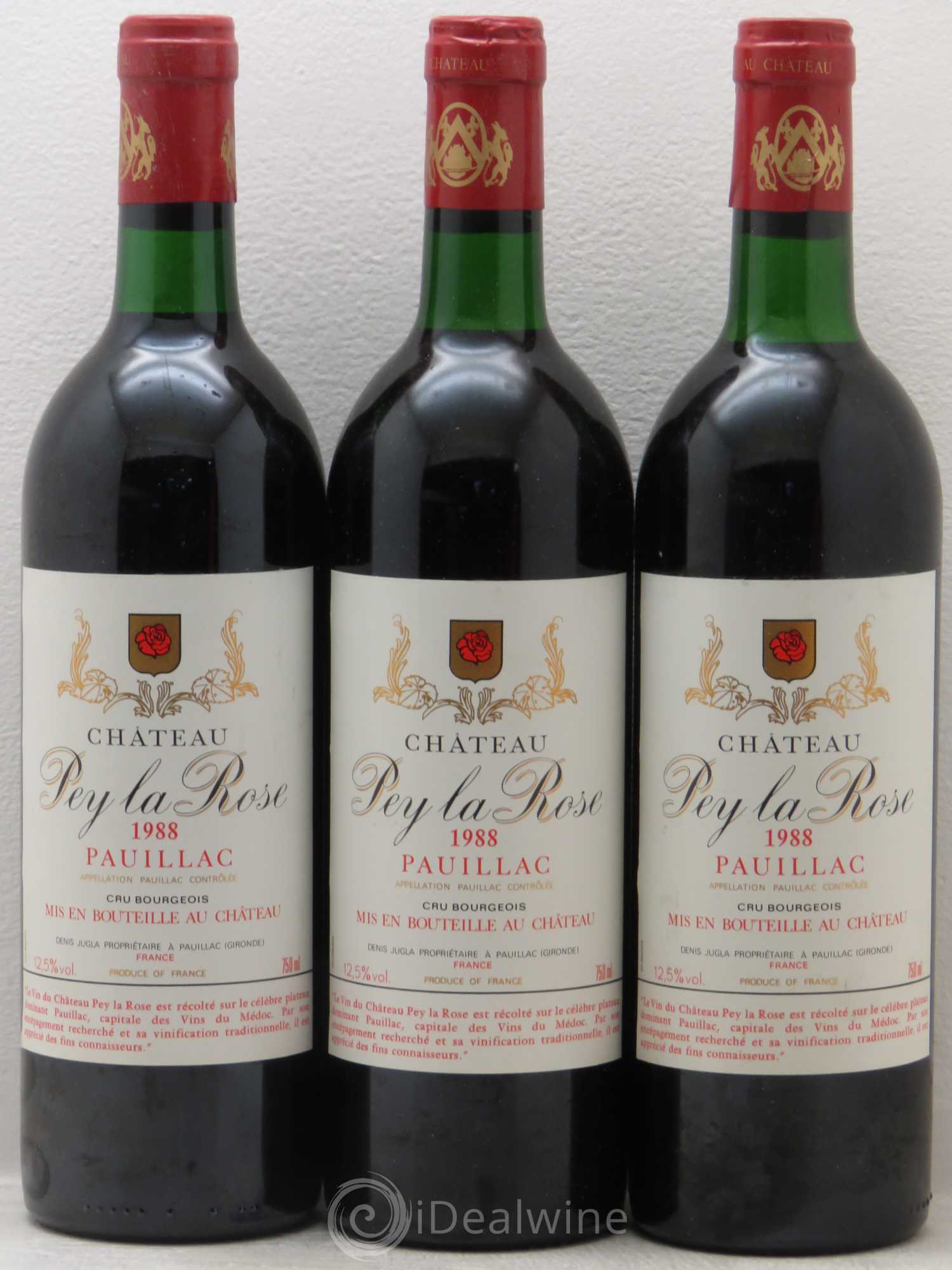Pauillac Château Pey La Rose 1988 - Lot de 3 bouteilles - 0