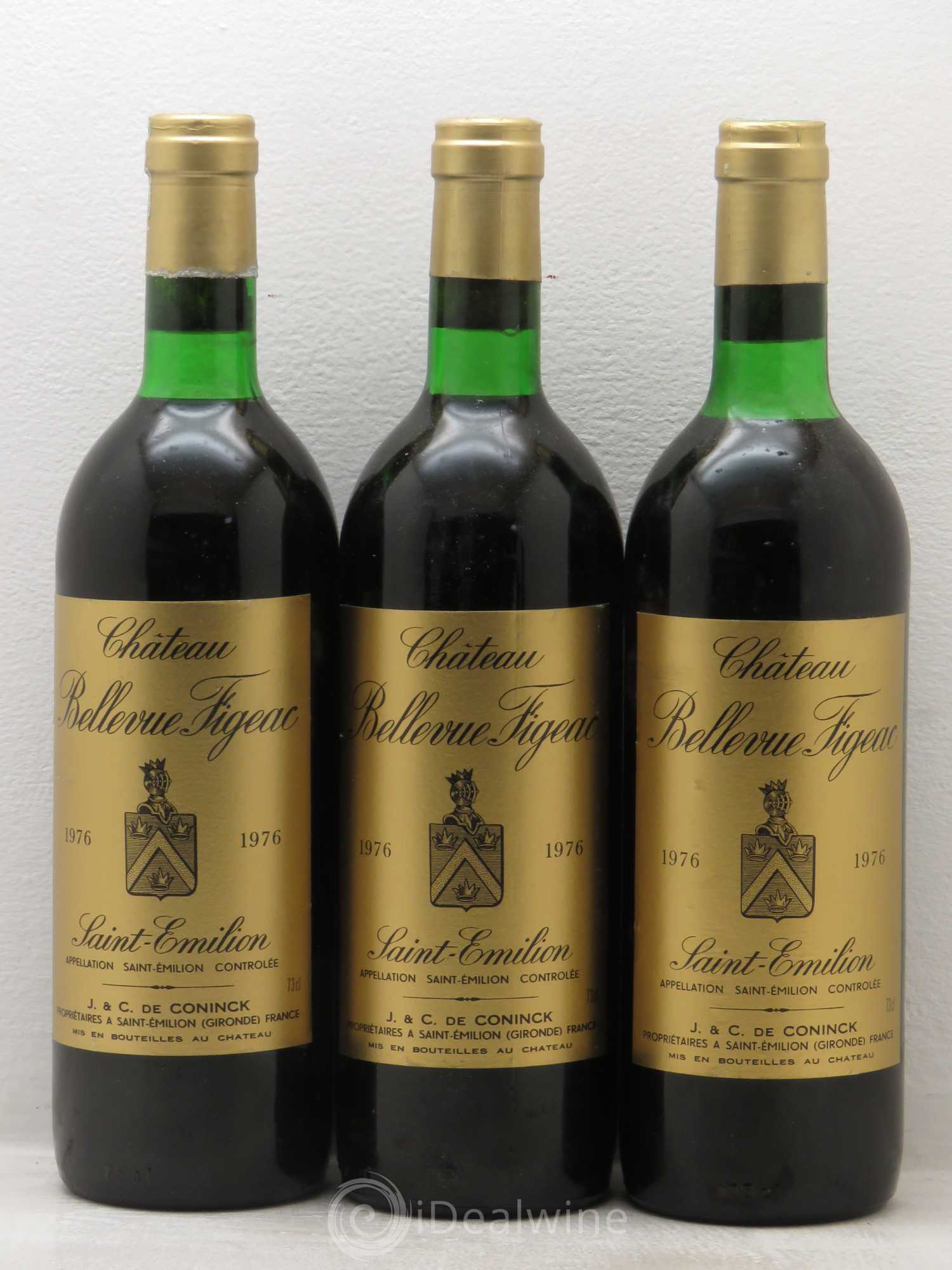 Saint-Émilion Château Bellevue Figeac 1976 - Lot de 3 bouteilles - 0