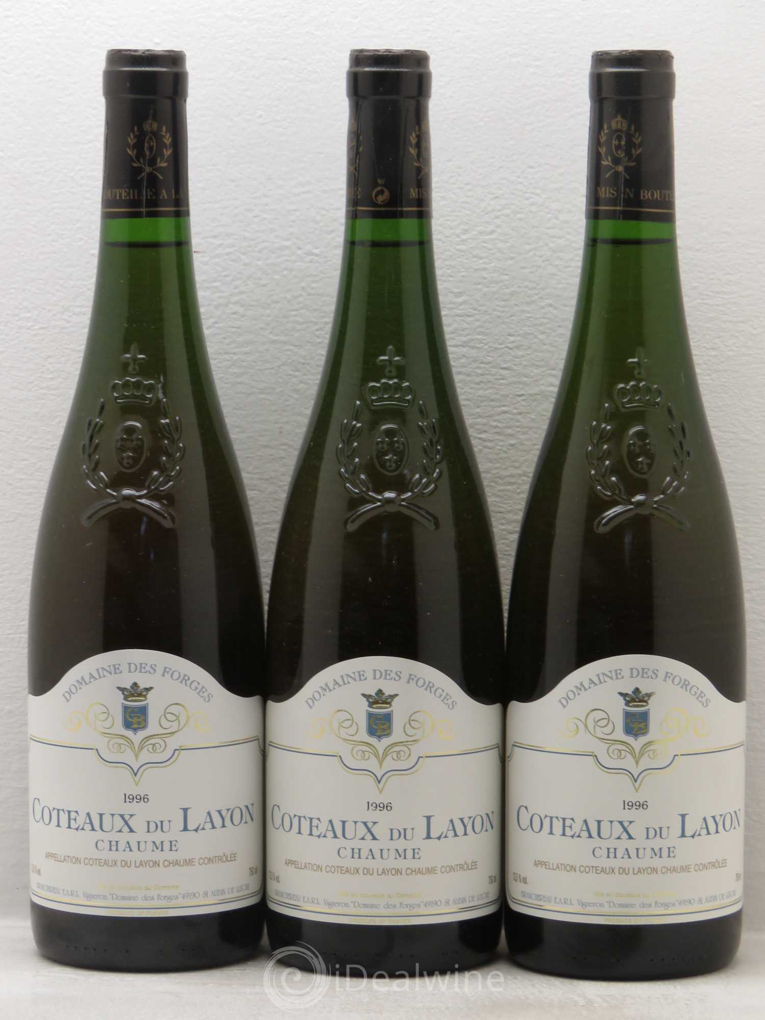 Coteaux du Layon Domaine des Forges Chaume (sans prix de réserve) 1996 - Lotto di 3 bottiglie - 0