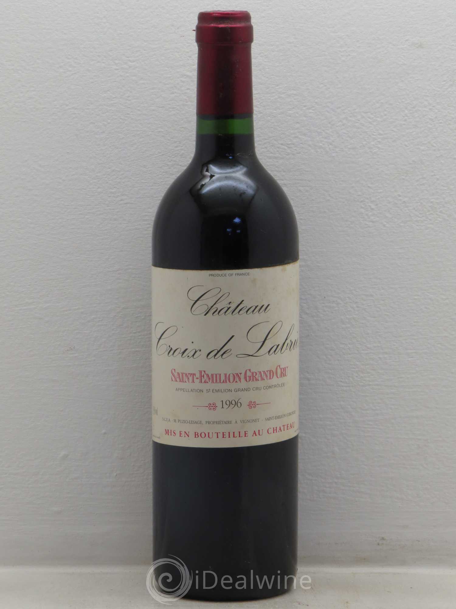 Château Croix de Labrie Grand Cru Classé 1996 - Lot de 1 bouteille - 0