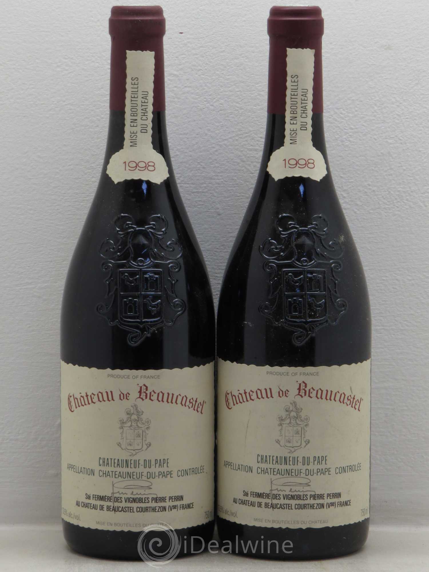 Châteauneuf-du-Pape Château de Beaucastel Famille Perrin 1998 - Lot de 2 bouteilles - 0