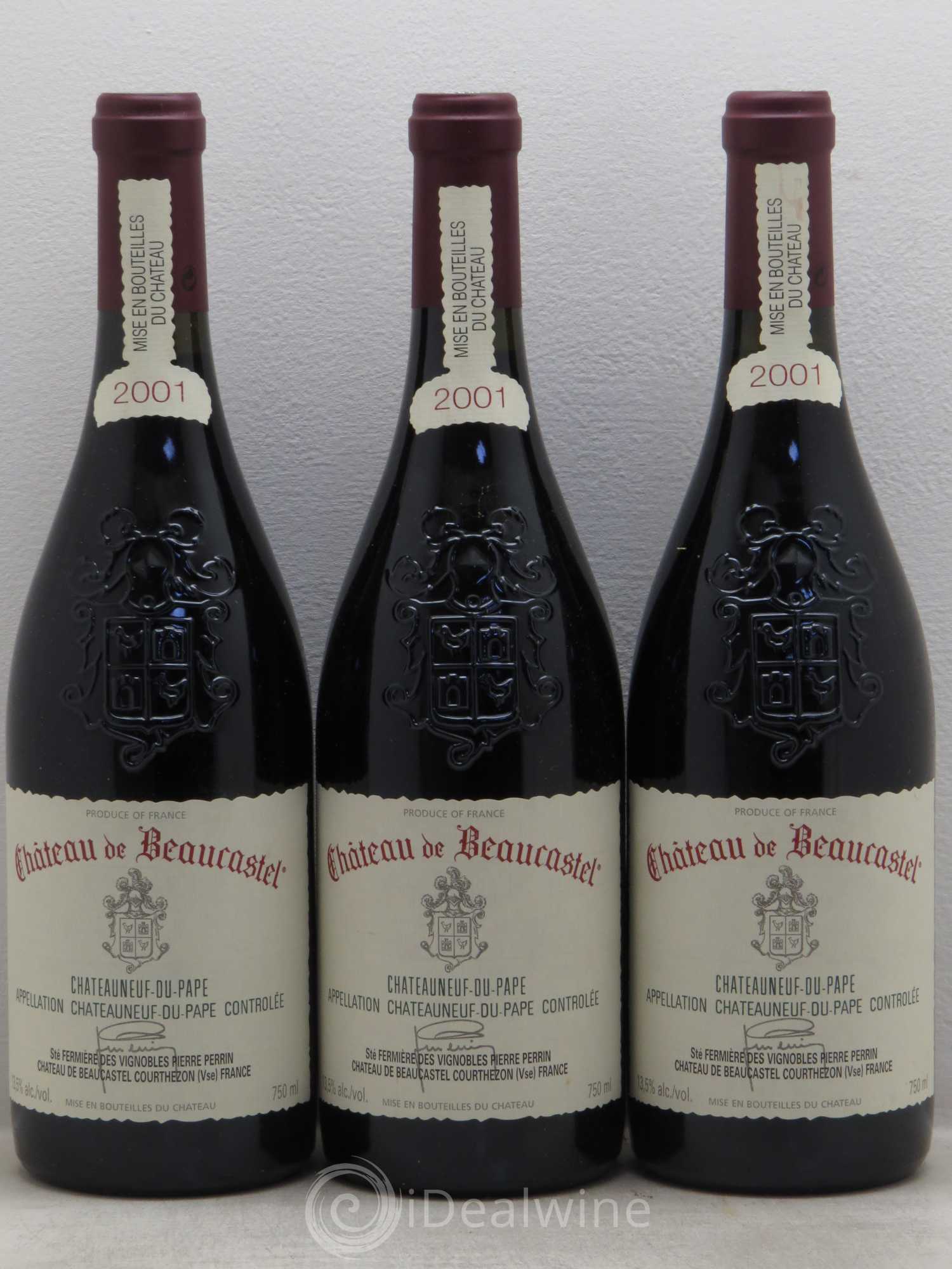 Châteauneuf-du-Pape Château de Beaucastel Famille Perrin 2001 - Lot de 3 bouteilles - 0