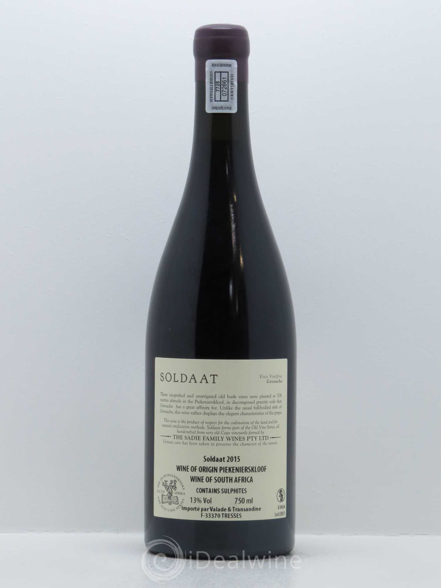 Piekenierskloof The Sadie Family Soldaat 2015 - Lot de 1 bouteille - 1