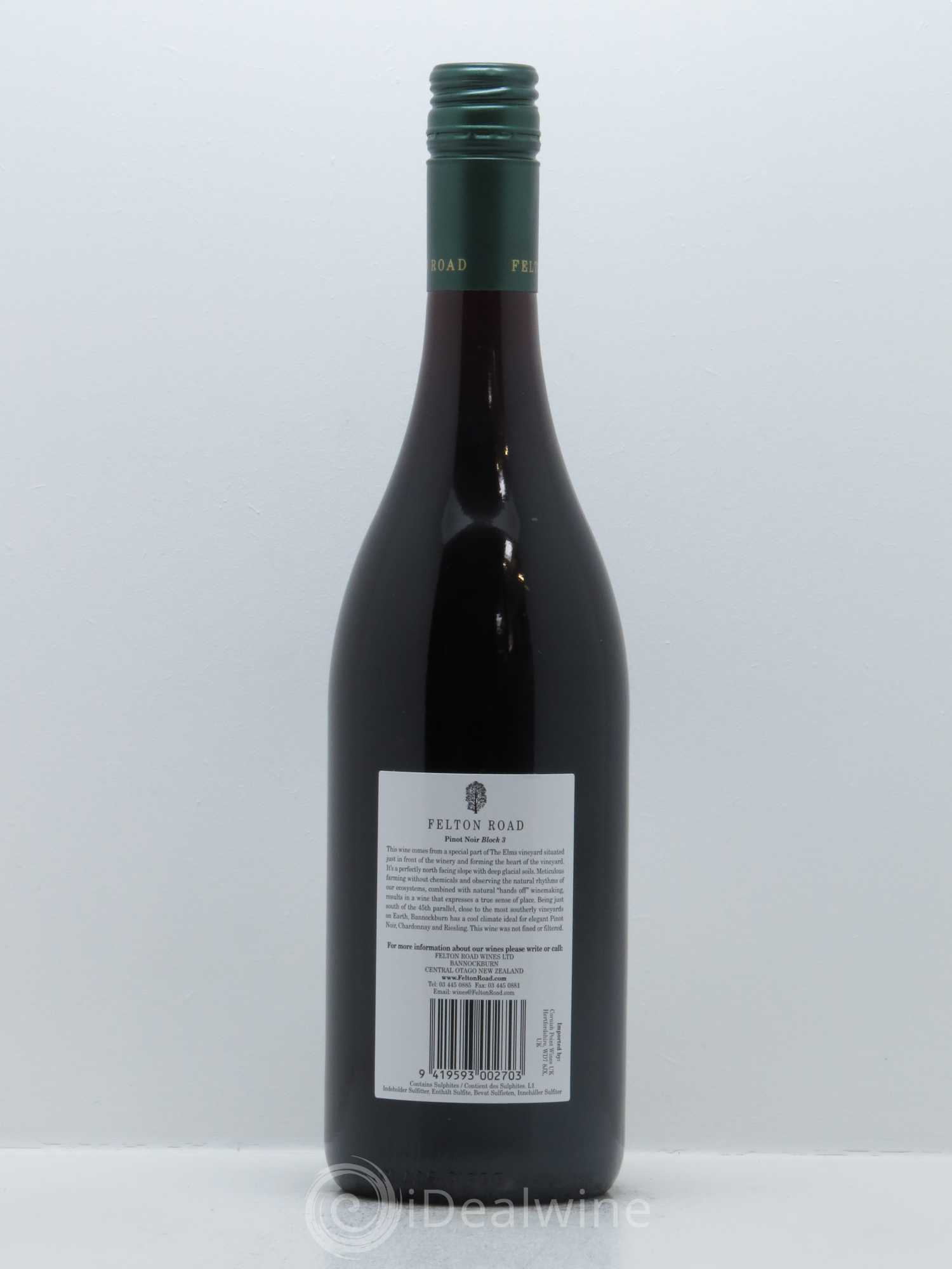 Central Otago Felton Road Block 3 Pinot Noir 2015 - Lot de 1 bouteille - 1