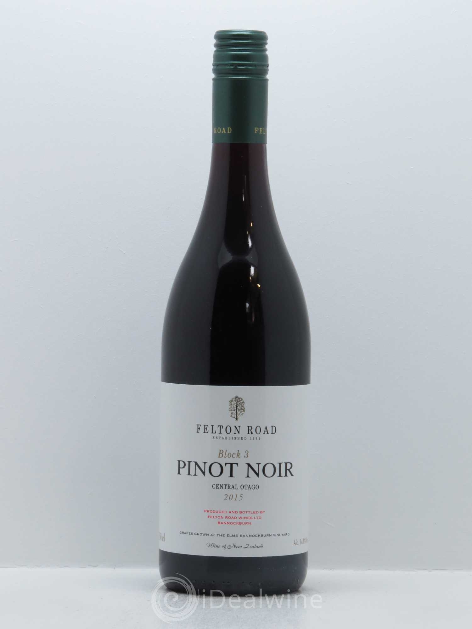 Central Otago Felton Road Block 3 Pinot Noir 2015 - Lot de 1 bouteille - 0