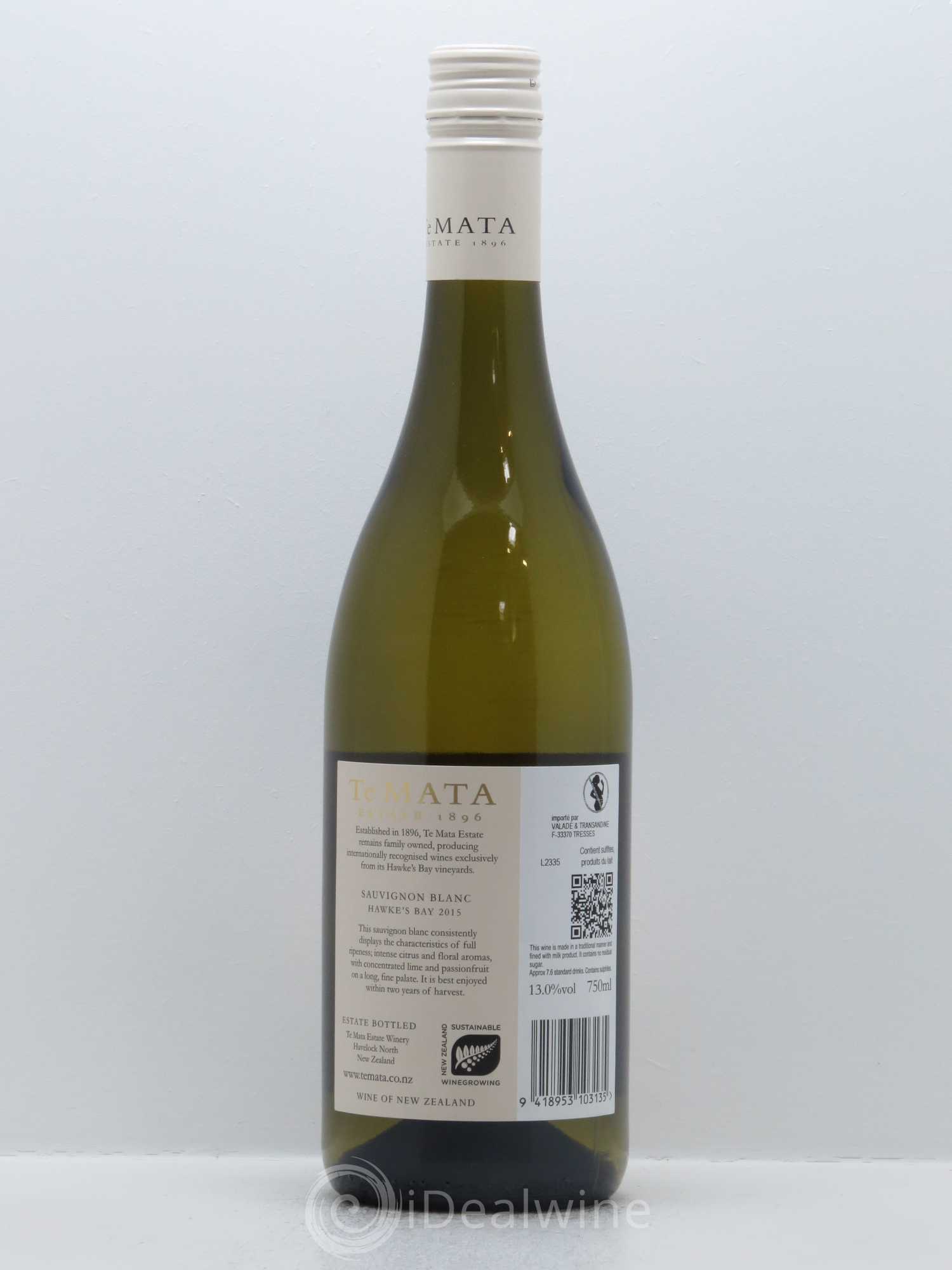 Hawke's Bay Te Mata Estate Vineyards Sauvignon Blanc 2015 - Lot de 1 bouteille - 1